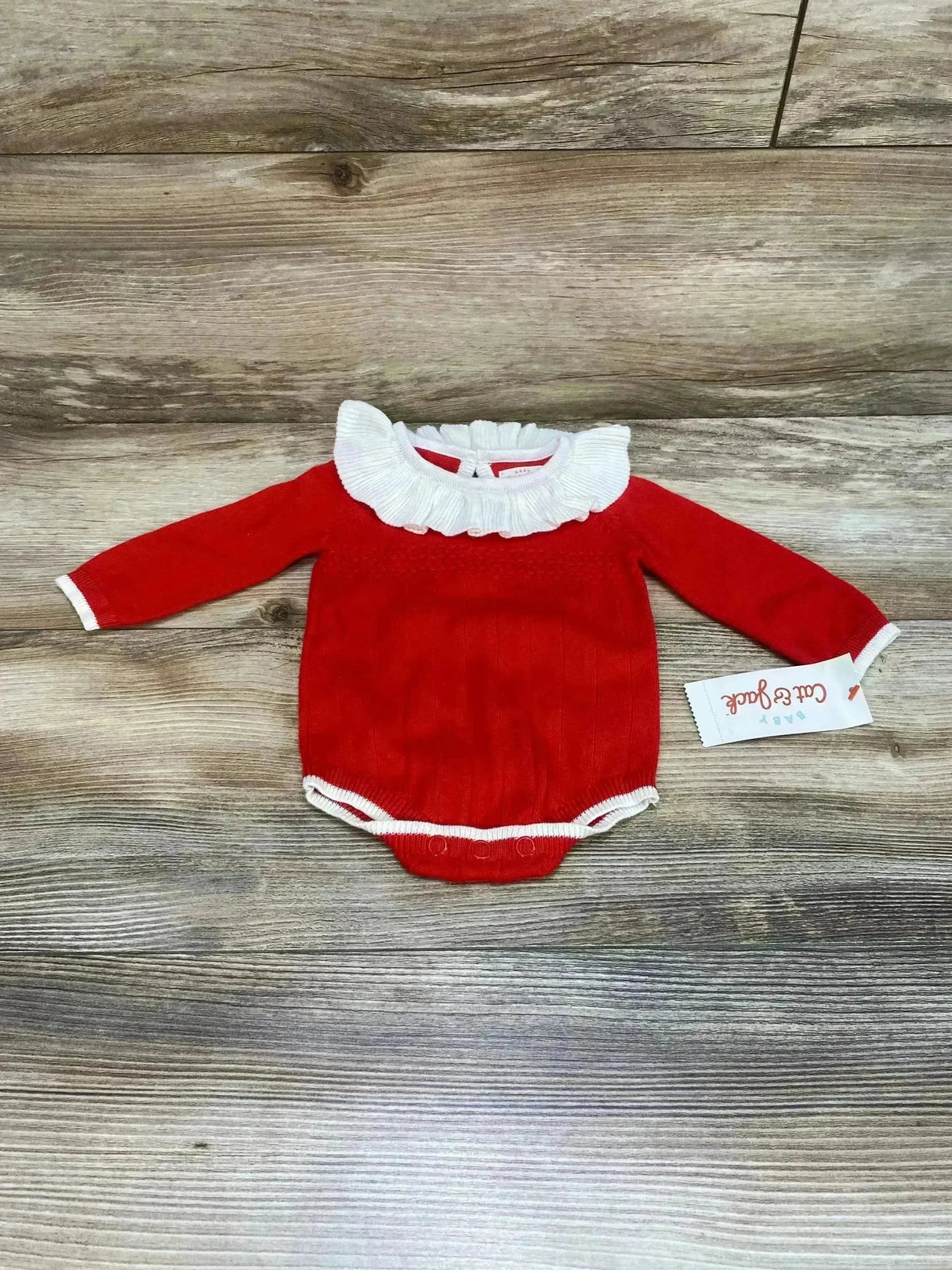 NEW Cat & Jack Ruffle Sweater Romper Red sz Newborn - Me n Mommy To Be