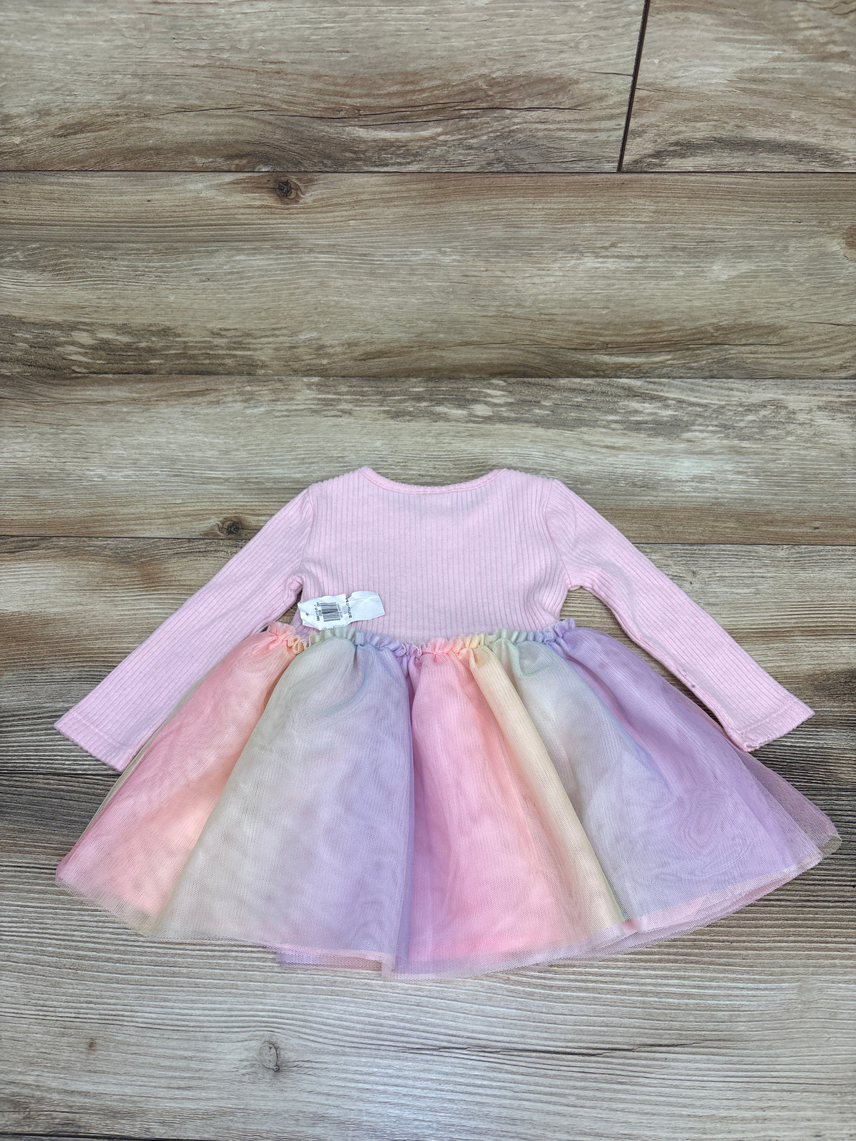 NEW Old Navy Ribbed Long Sleeve Tulle Dress Pink sz 3-6m