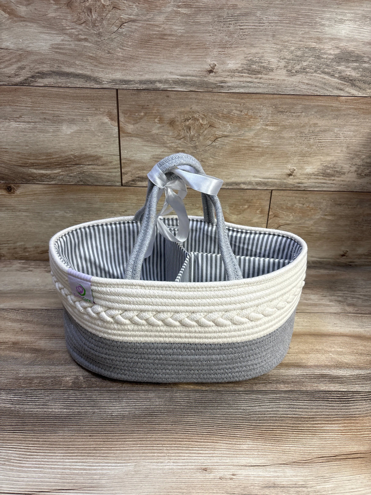 KiddyCare Diaper Caddy Organizer Woven Basket, Grey