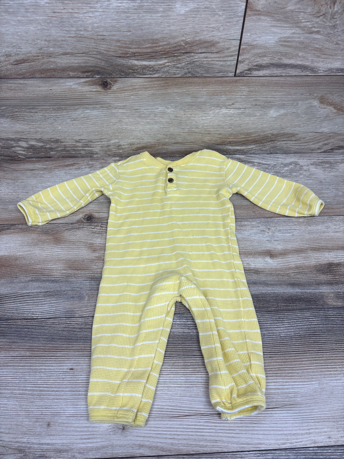 Old Navy Henley Waffle Knit Coverall Yellow sz 6-12m