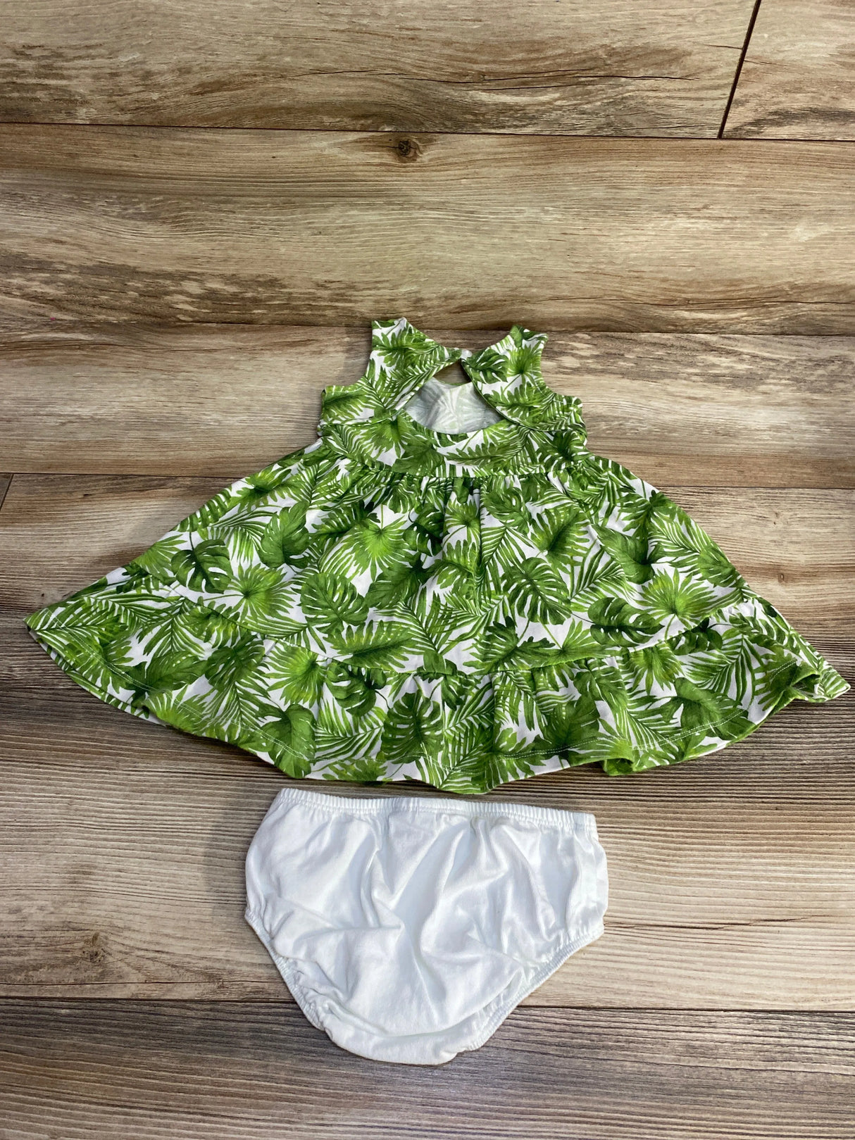 Janie and Jack Palm Everyday Dress & Bloomers Green sz 12-18m - Me n Mommy To Be