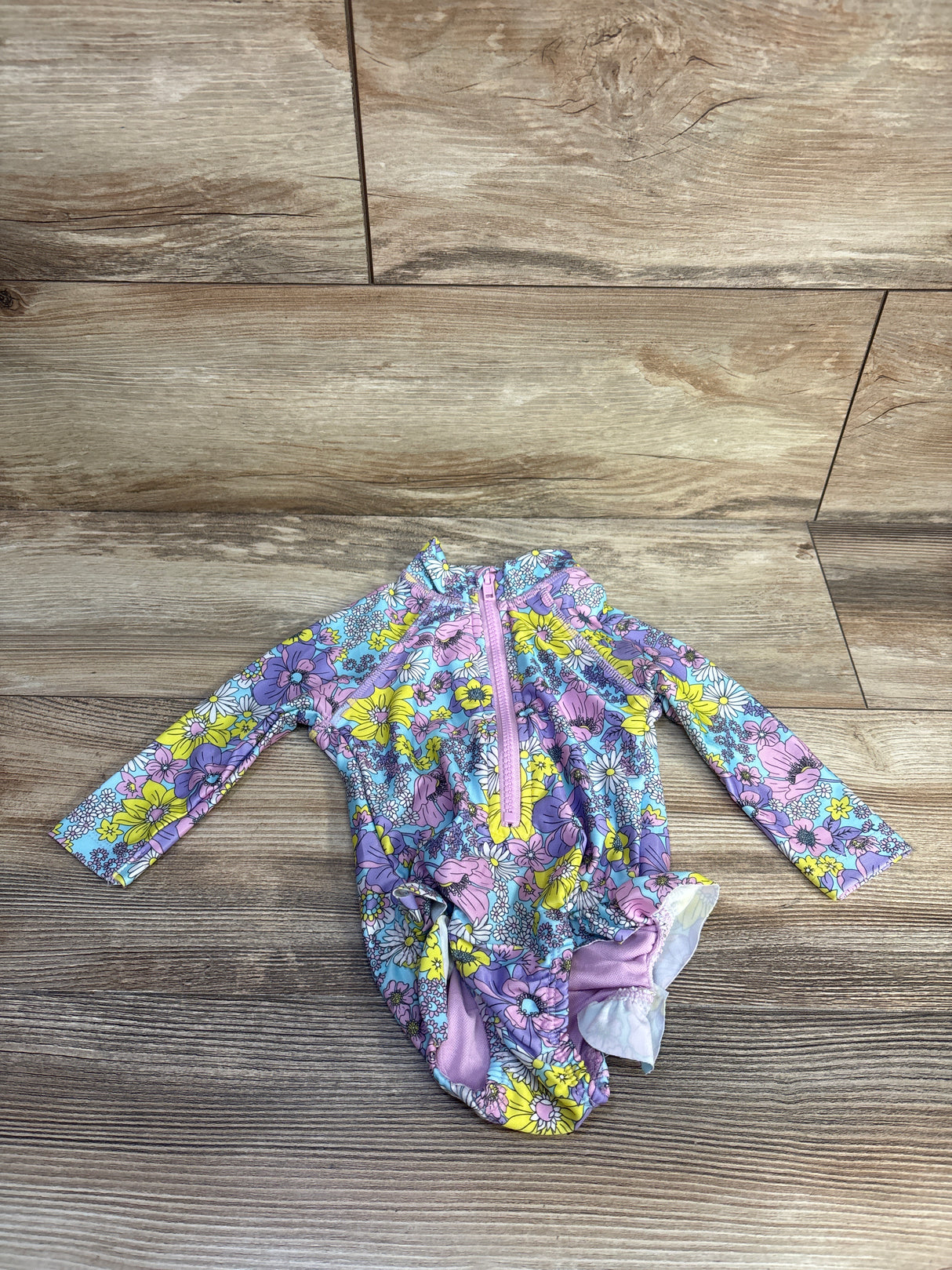 Penelope Mack 1pc Long Sleeve Rashguard Swimsuit Blue sz 12m