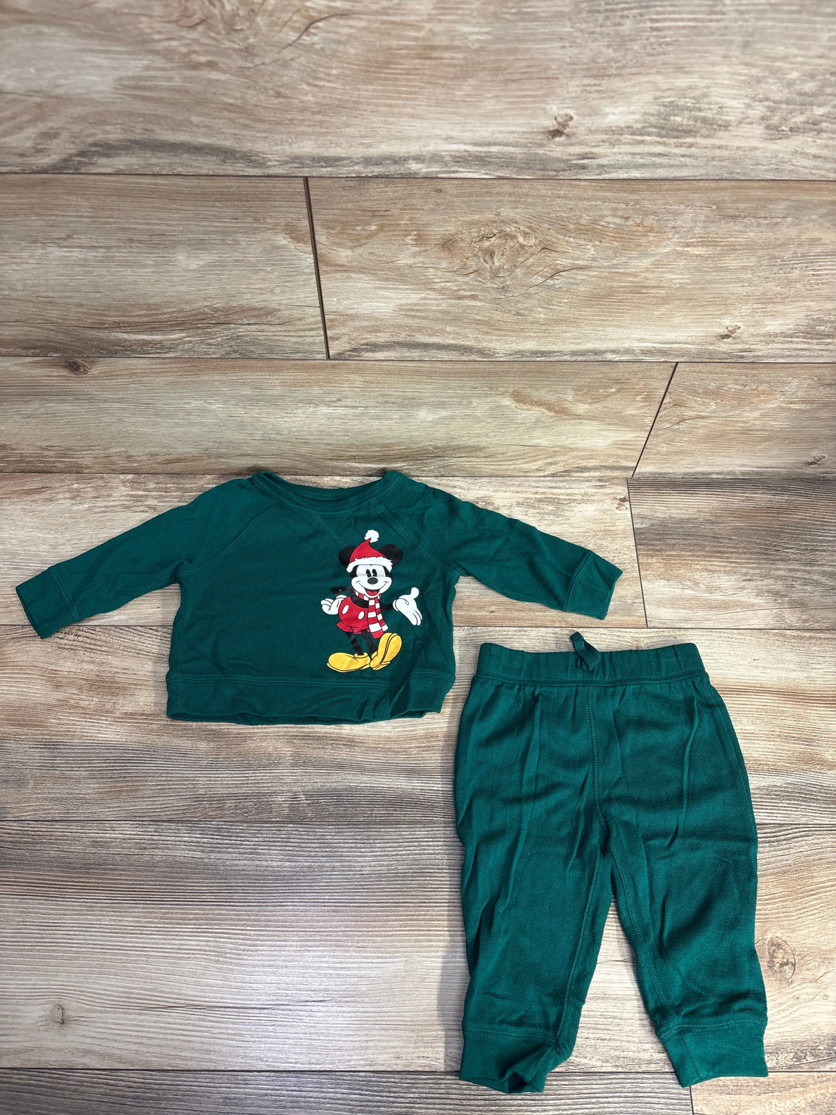 Disney Baby x Jumping Beans 2pc Mickey Mouse Shirt & Pants Set Emerald sz 12m
