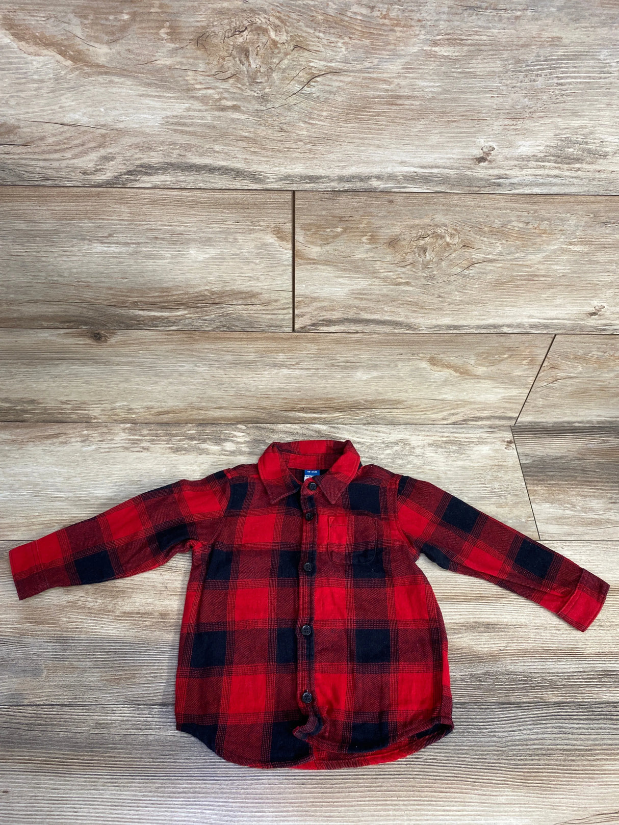 Old Navy Plaid Button Up Flannel Red sz 18-24m
