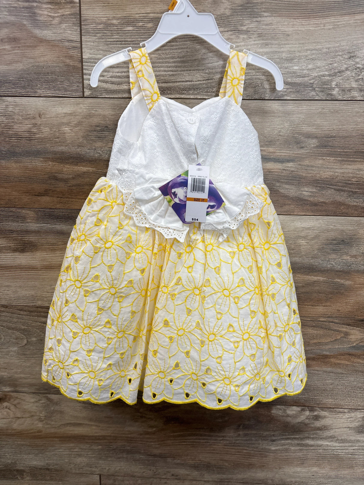 NEW Blueberi Blvd. Floral Eyelet Dress Yellow sz 3T