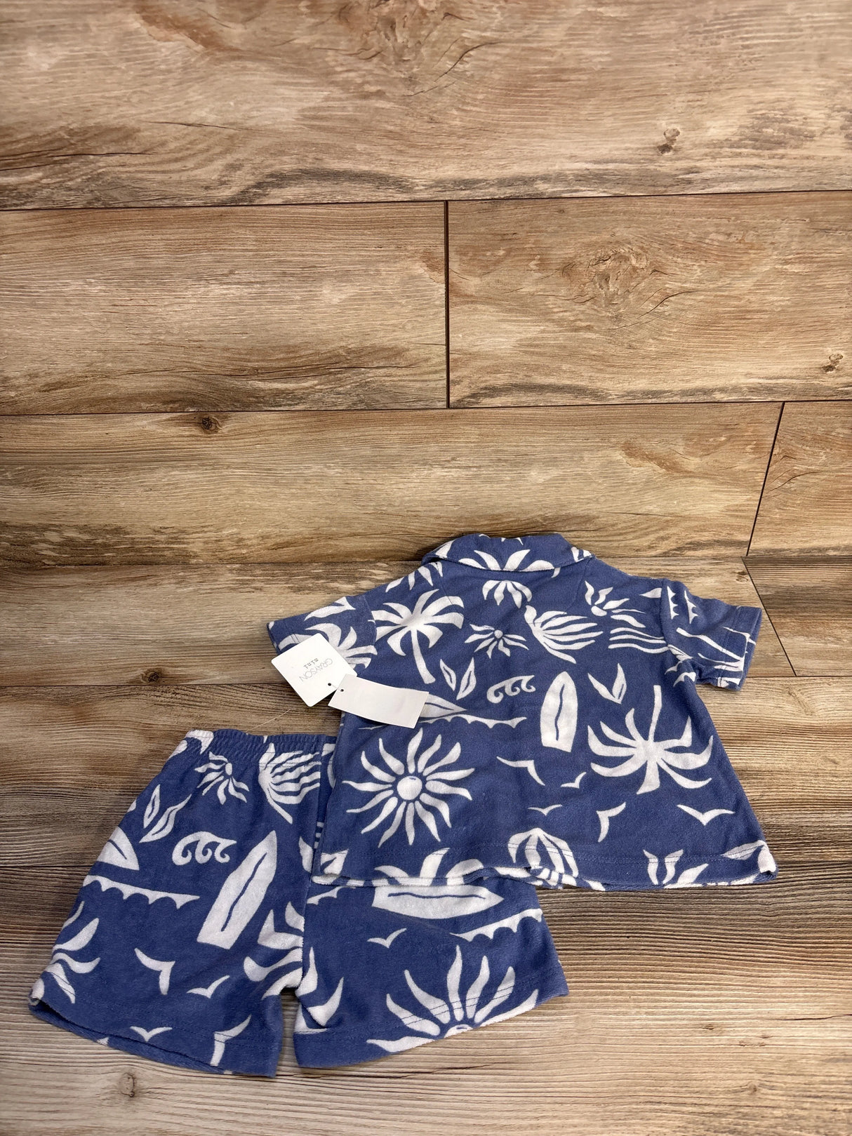 NEW Grayson Mini 2pc Textured Woven Shirt & Shorts Set Blue sz 3T