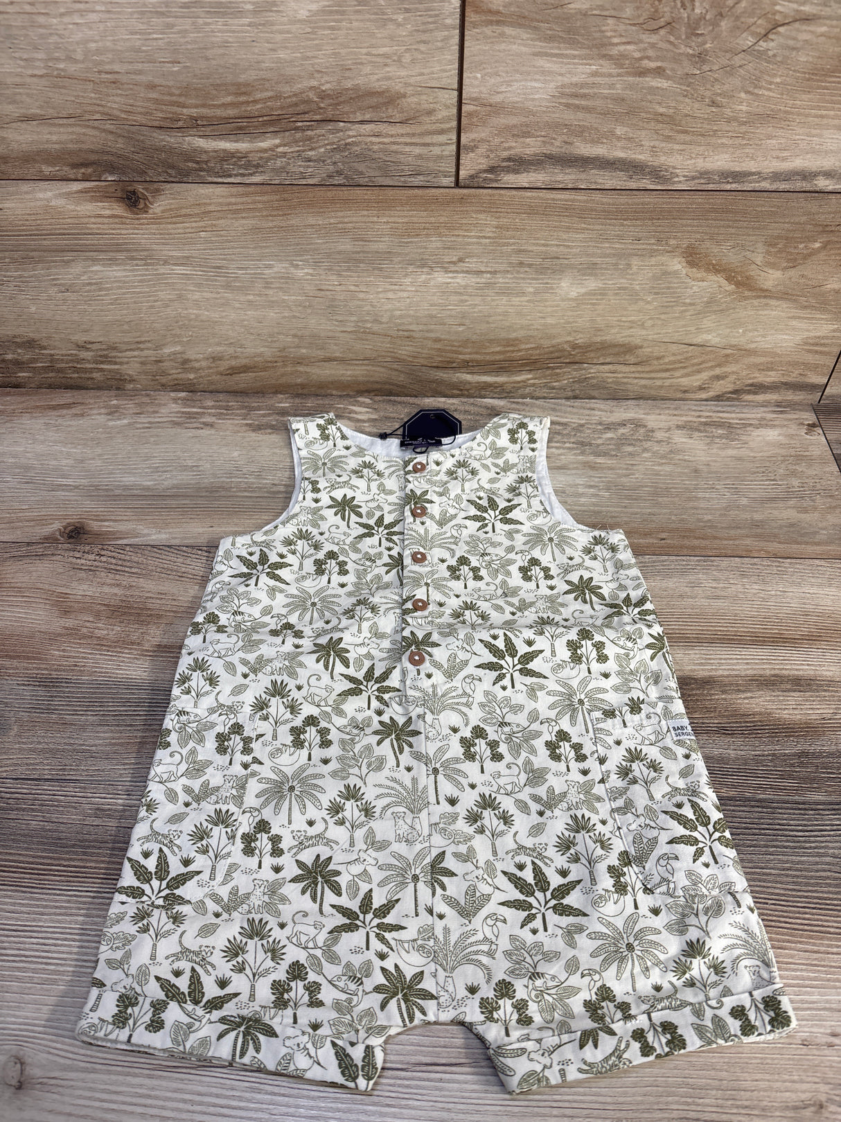 NEW Sergent Major Tropical Animal Shortie Romper Ivory sz 24m