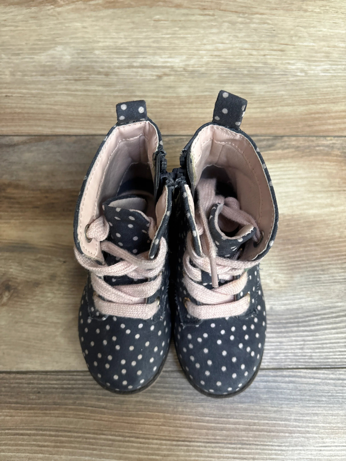 Cat & Jack Giovanna Lace-Up Combat Boots Polka Dot sz 7c