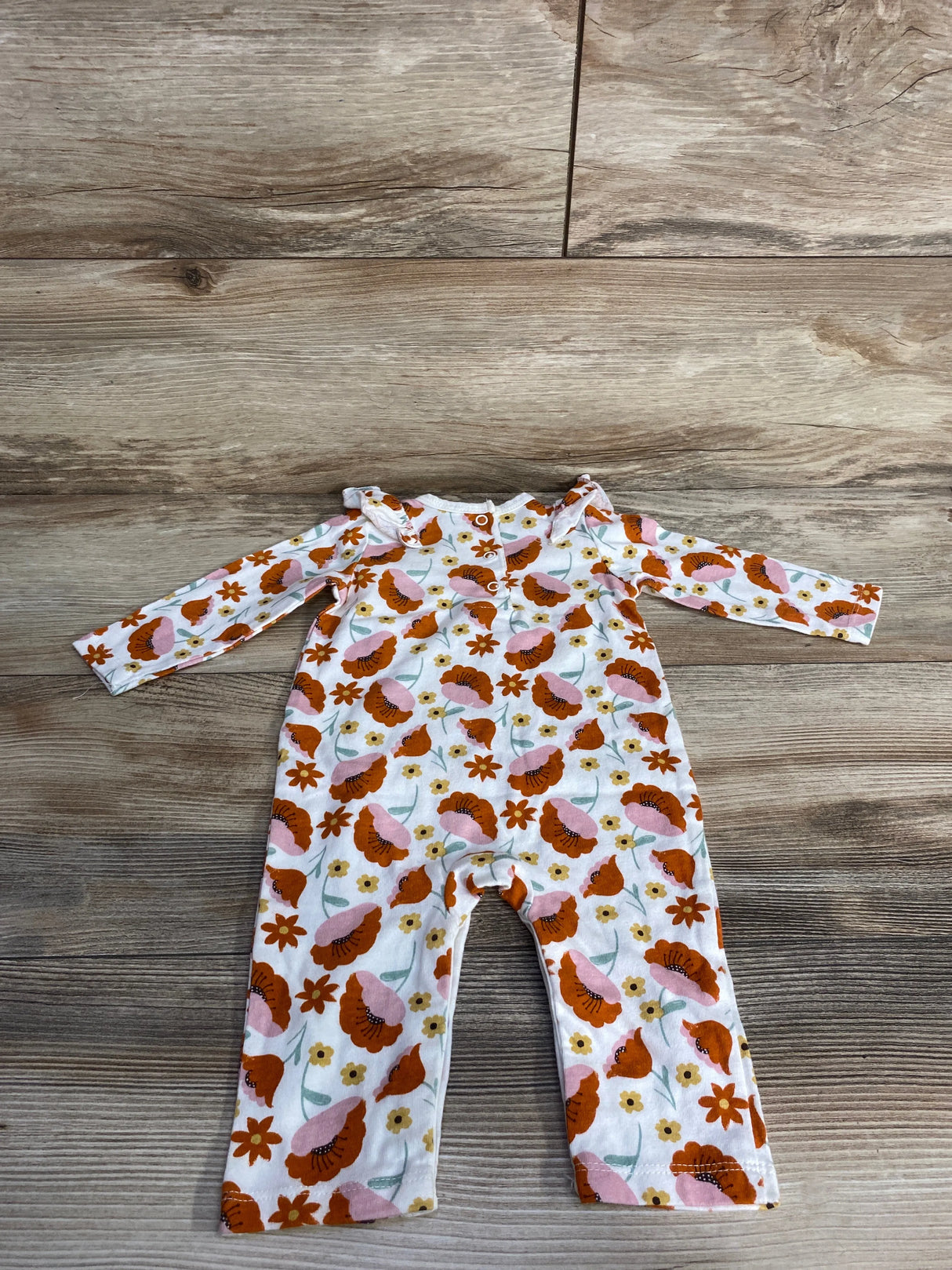 Chick Pea Floral Ruffled Coverall White sz 0-3m