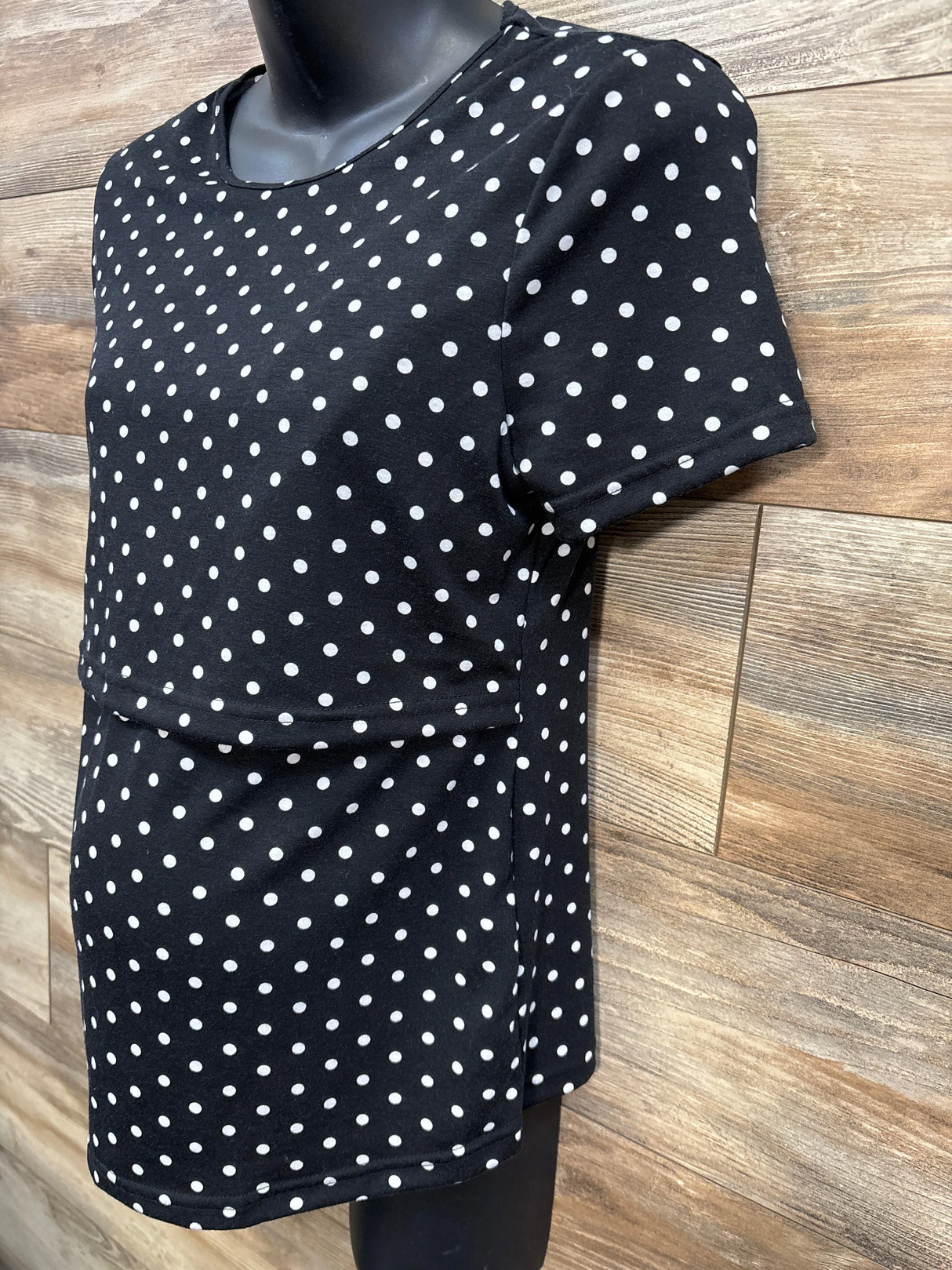 Shein Maternity Polka Dot Nursing Top Black sz Large