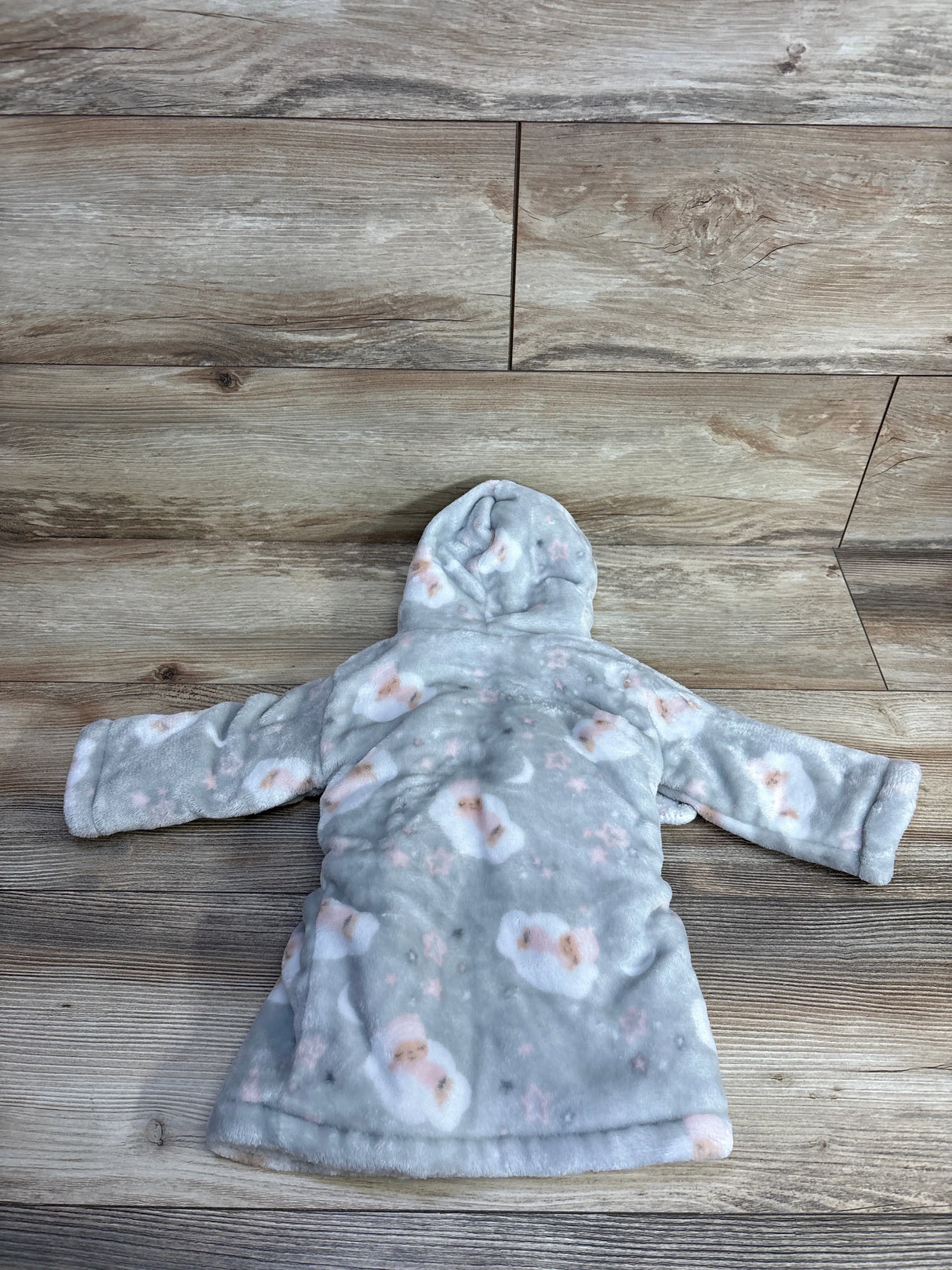 Blankets & Beyond Plush Sheep Print Robe Grey sz 12m