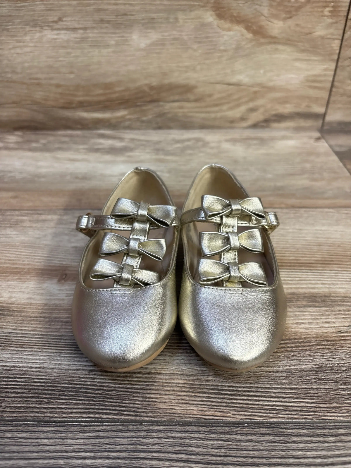 Cat & Jack Mary Jane Bow Ballet Flats Gold sz 7c