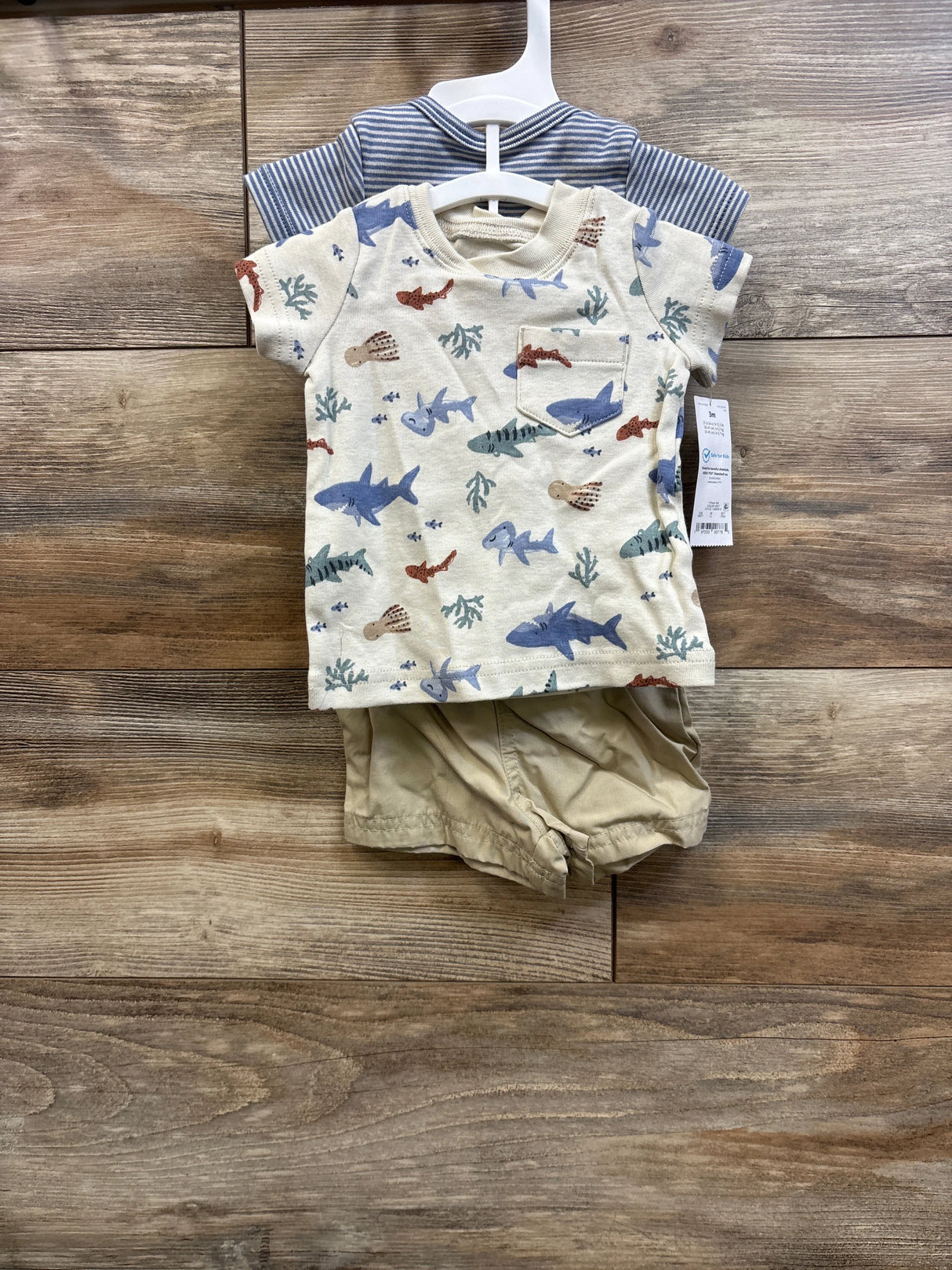 NEW Just One You 3pc Shirt, Shorts, & Bodysuit Set Tan sz 3m
