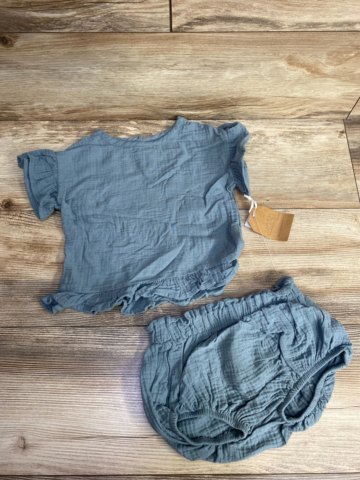 NEW Grayson Mini 2pc Gauze Top & Bottoms Set Blue sz 18m
