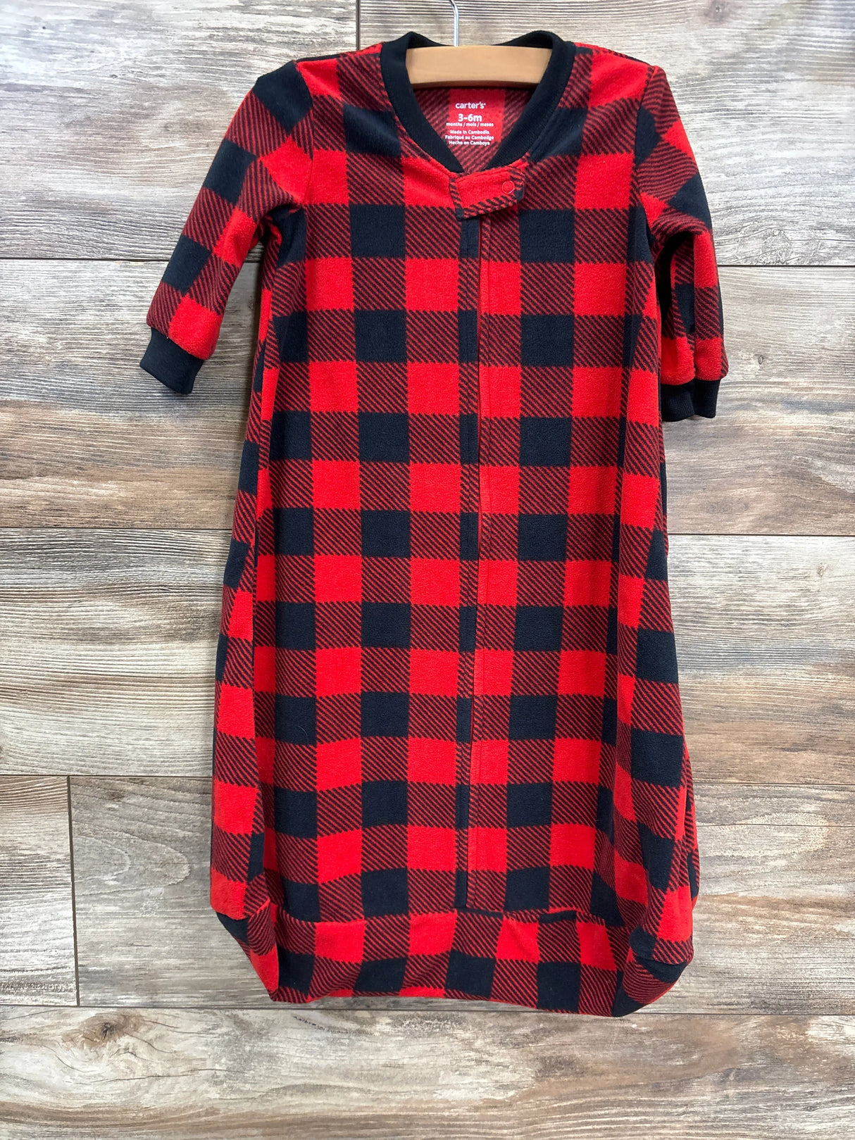 Carter's Buffalo Plaid Fleece Sleep Sack Red sz 3-6