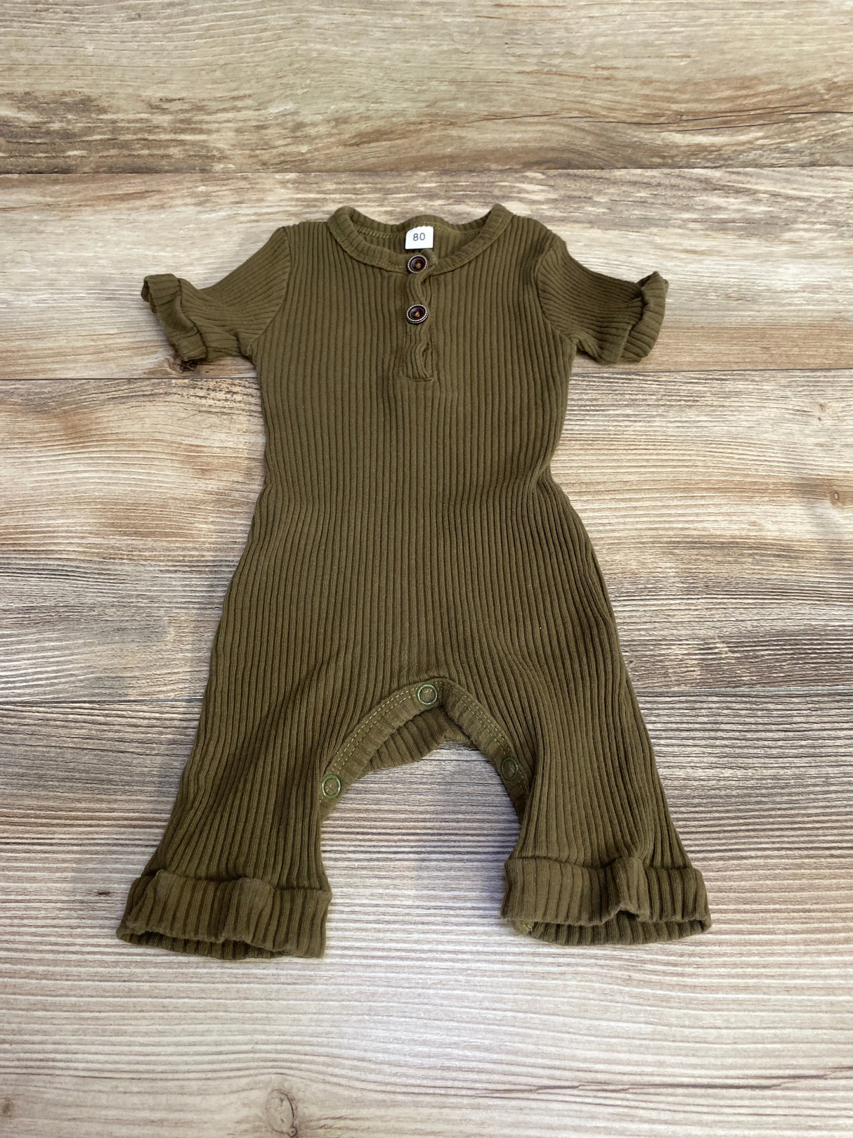 Ribbed Henley Romper Green sz 9-12m - Me n Mommy To Be