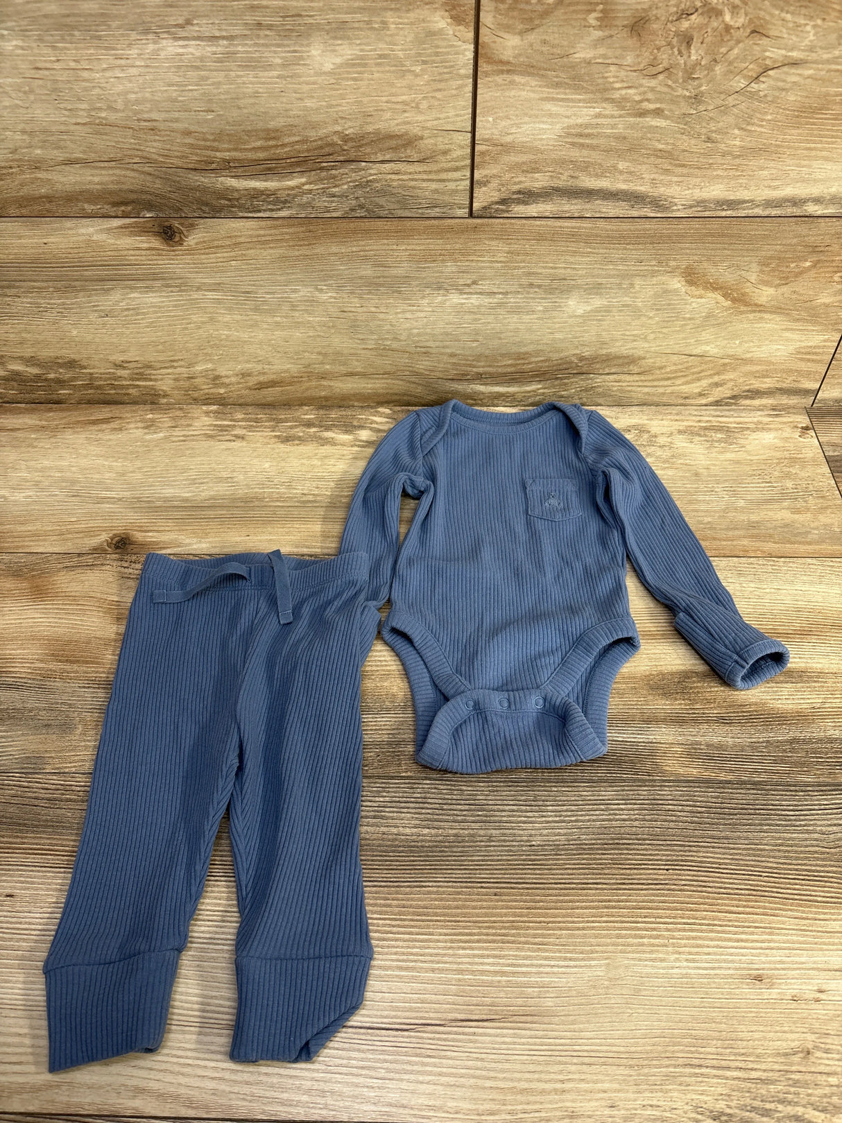 Baby Gap 2pk Ribbed Bodysuit & Bottoms Light Blue sz 3-6m