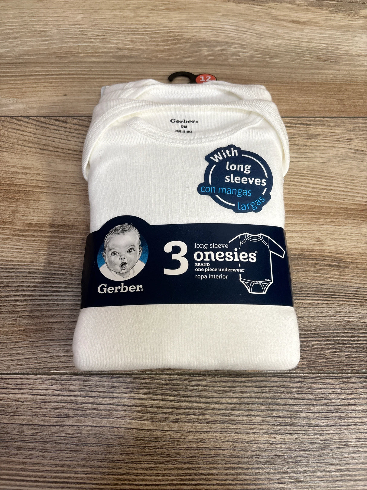 NEW Gerber 3pk Bodysuits White sz 12m
