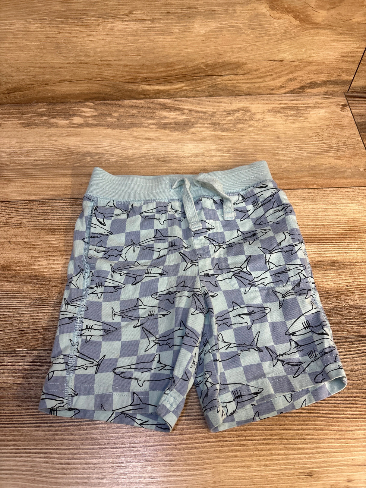 Baby Gap Checkered Drawstring Shorts Light Blue sz 18-24m