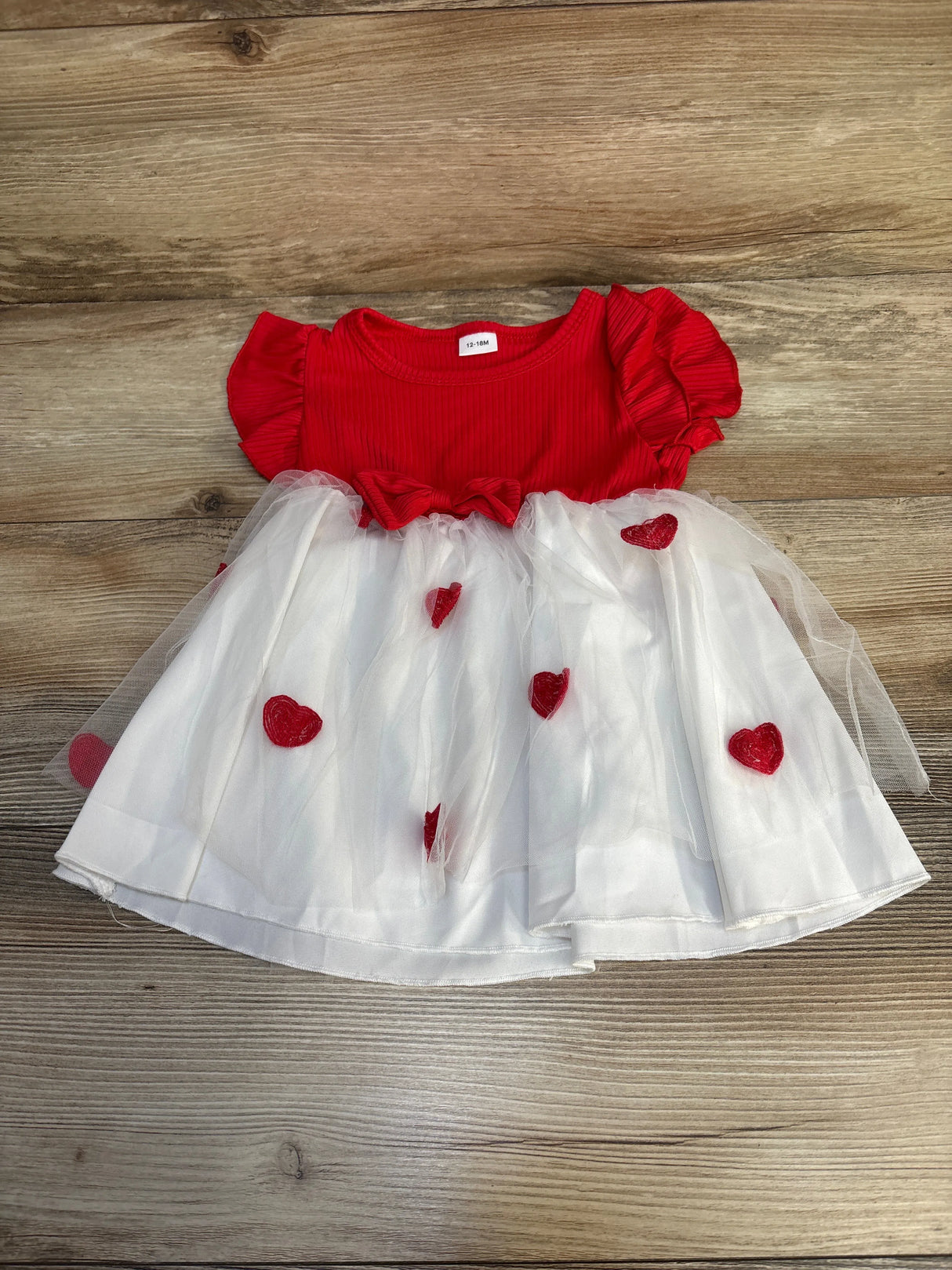 Ribbed Tulle Valentines Day Dress Red sz 12-18m