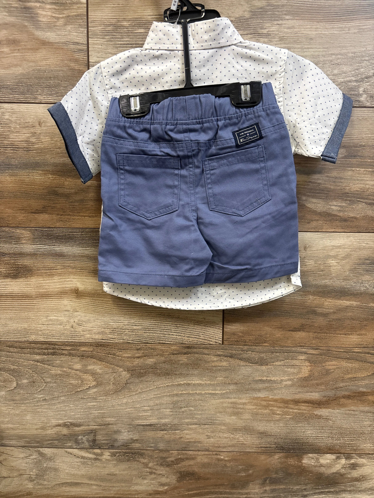 NEW Ben Sherman 2pc Button Up Shirt & Shorts Set White sz 18m