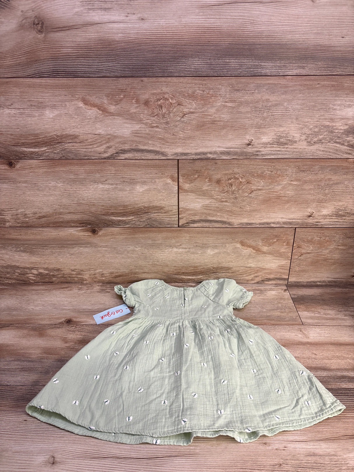 NEW Cat & Jack Embroidered Butterfly Gauze Dress Sage sz 3T