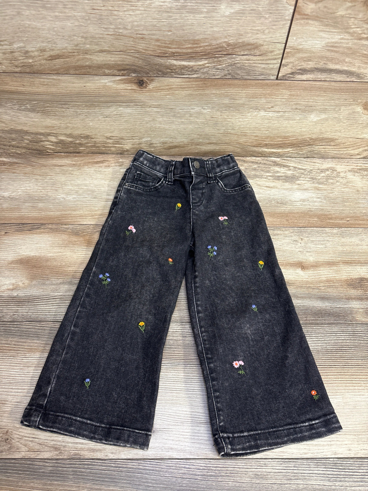 Cat & Jack Floral Denim Jeans Black sz 3T