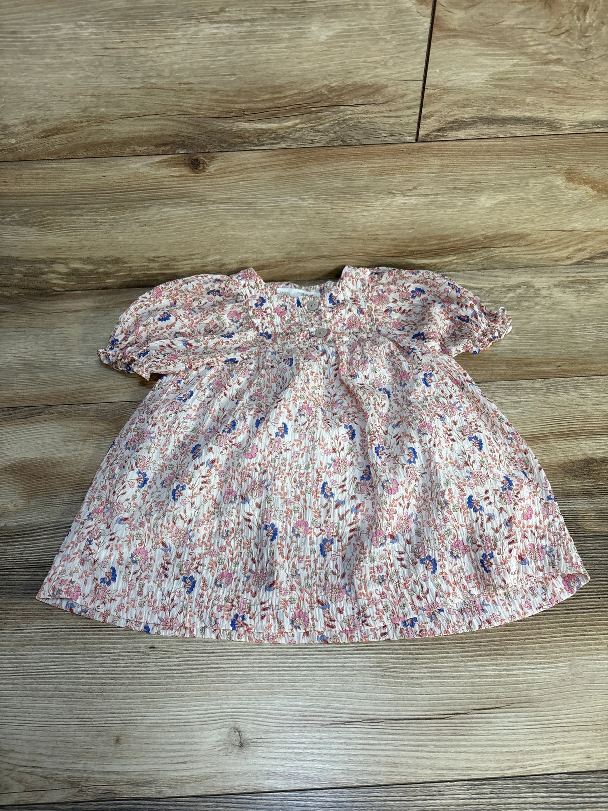 Zara Textured Floral dress White sz 18-24m