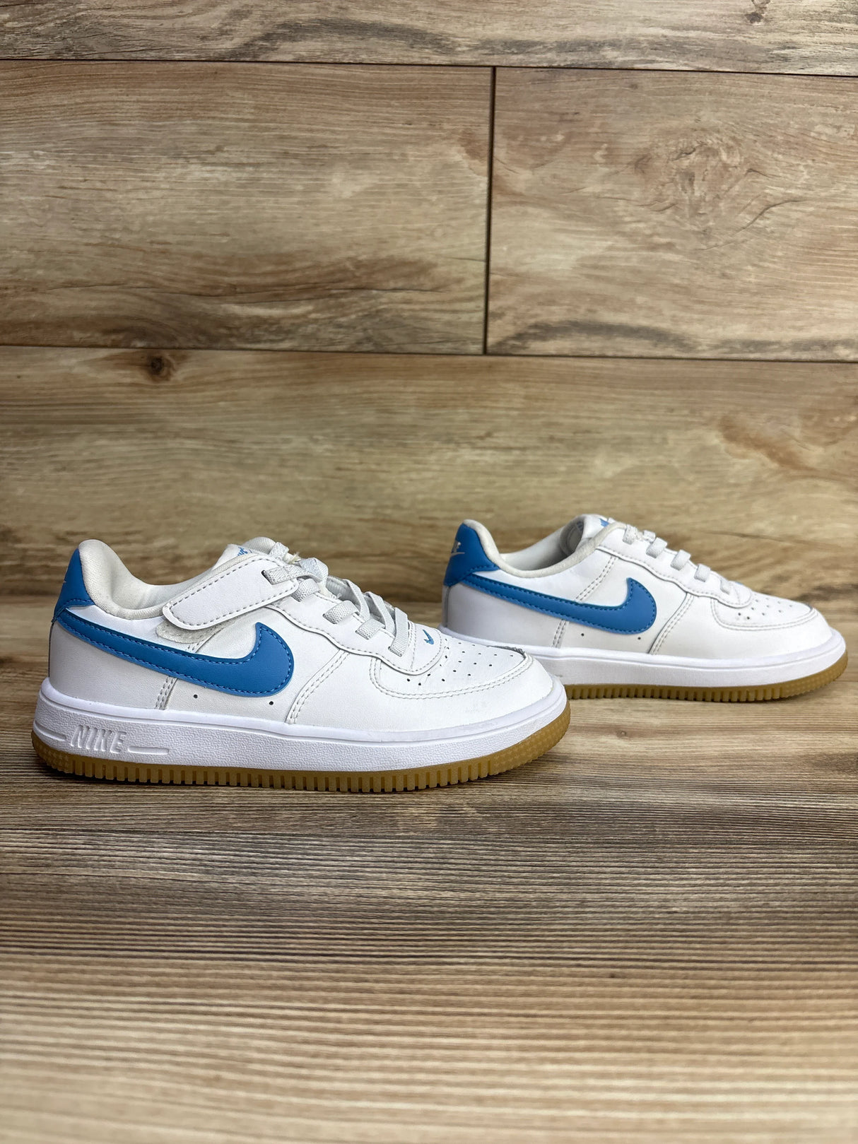 Nike Force 1 Low EasyOn PS 'White Blue Beyond Gum' sz 13c