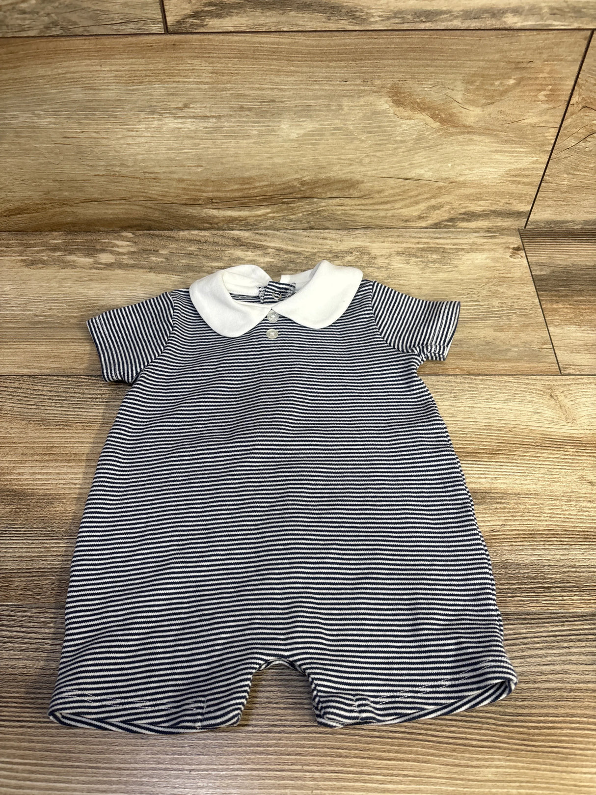 Edgehill Collection Striped Polo Romper Blue sz 6m