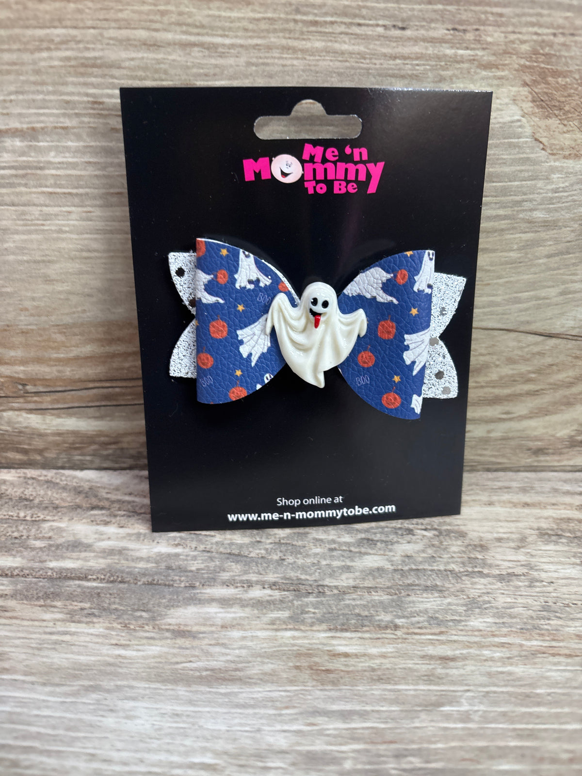 NEW Ghost Applique Hair Bow Blue