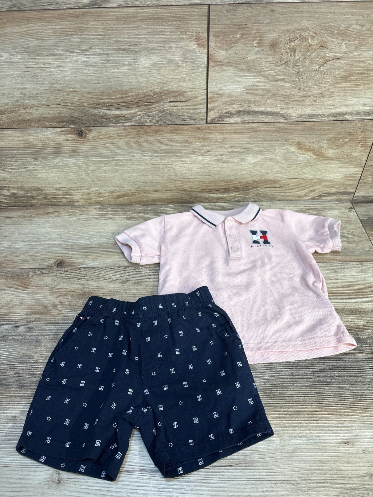 Tommy Hilfiger Polo & Pull On Shorts Set Pink sz 24m