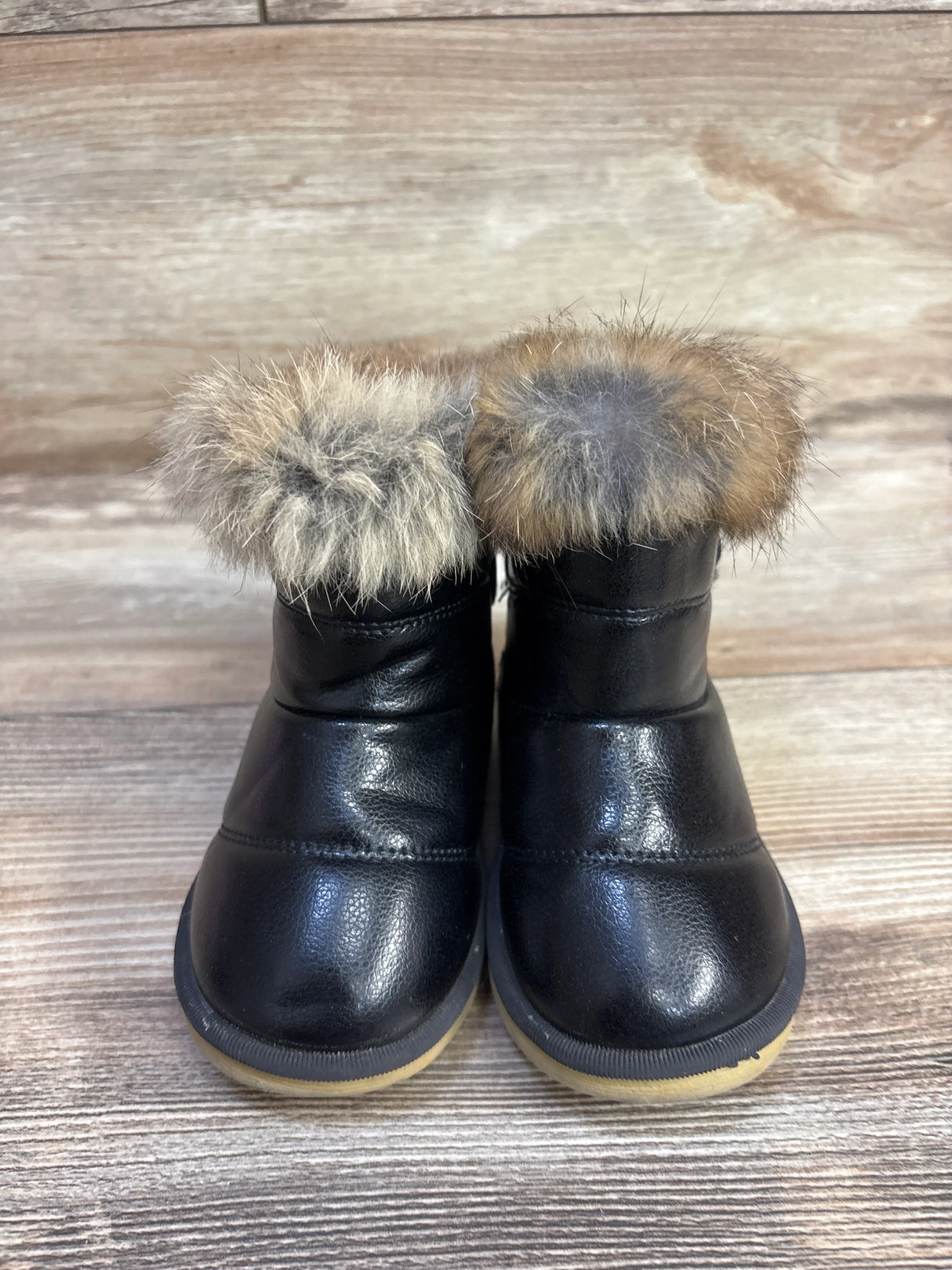 Comfy Kids Toddler Winter Boots With Faux Fur Trim Black Sz 8c