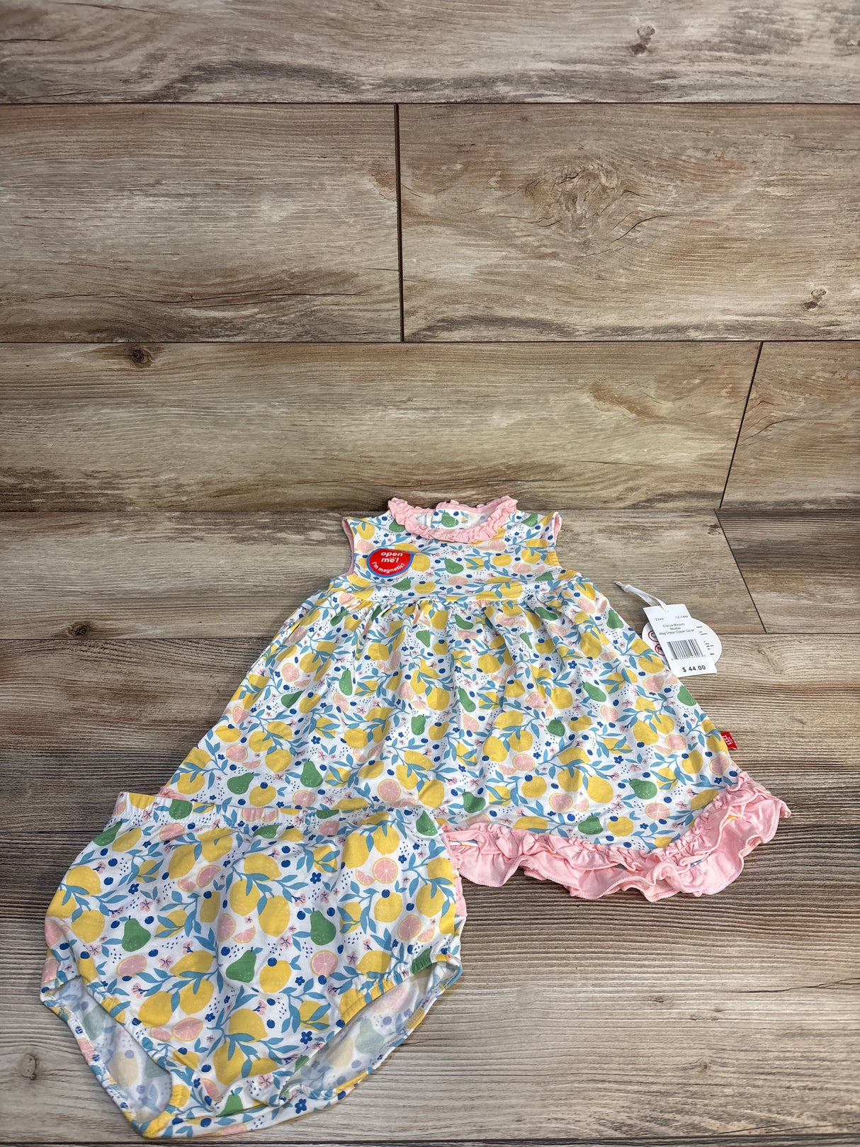 NEW Magnetic Me 2pc Citrus Bloom Modal Dress & Bloomers Set White sz 12-18m