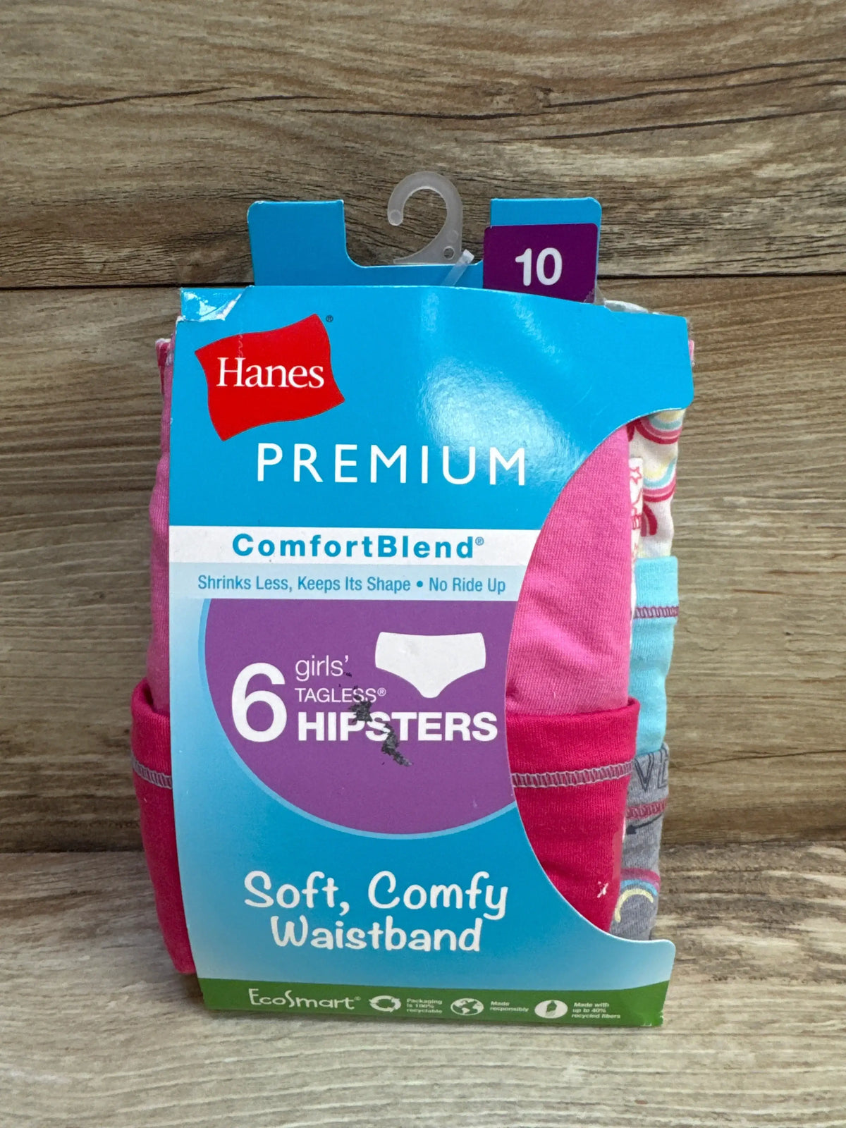 Pack of 6 Me 'n Mommy To Be girls' tagless hipsters in size 10.