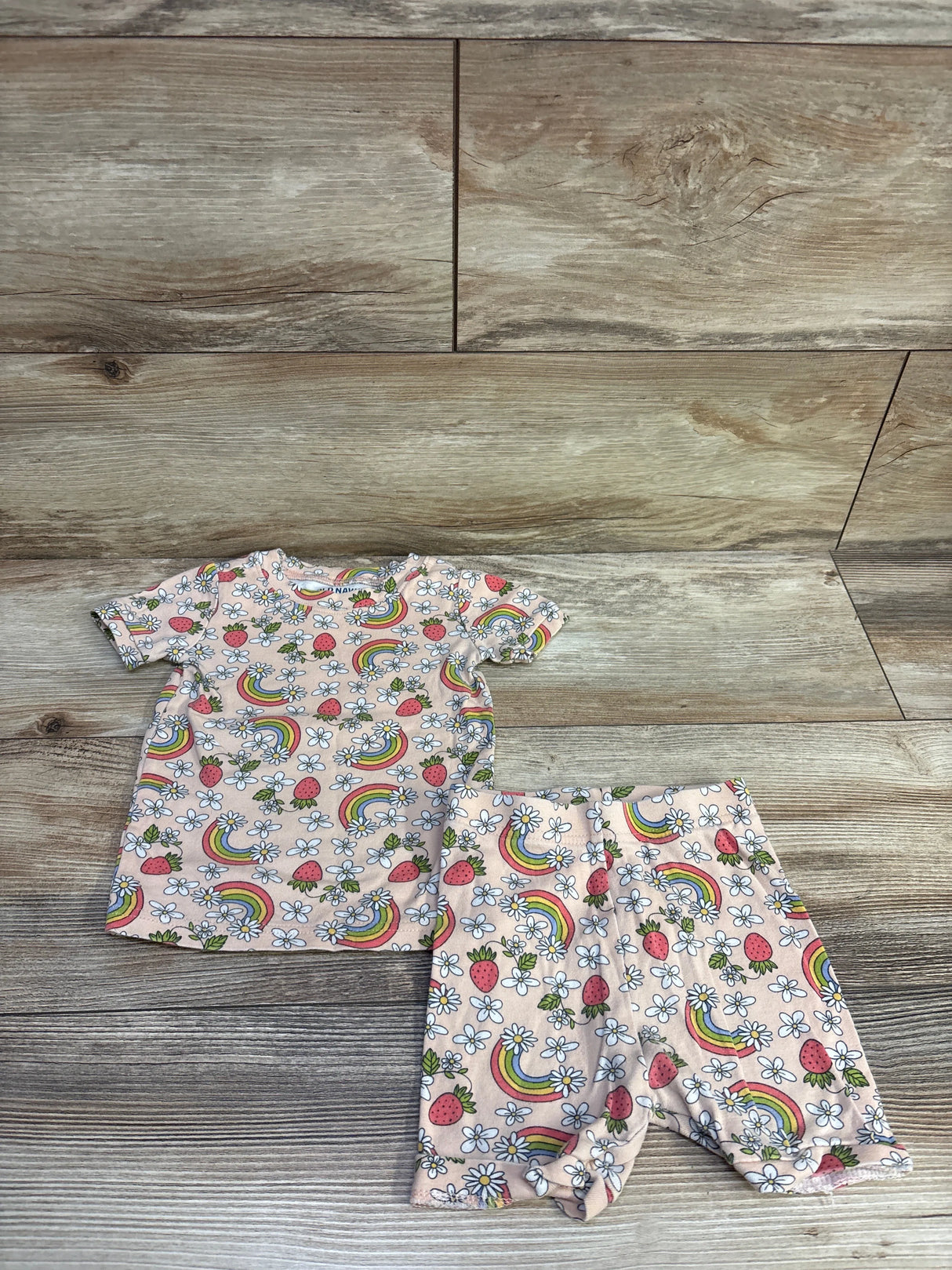 Old Navy 2pc Floral Pajama Set Peach sz 18-24m