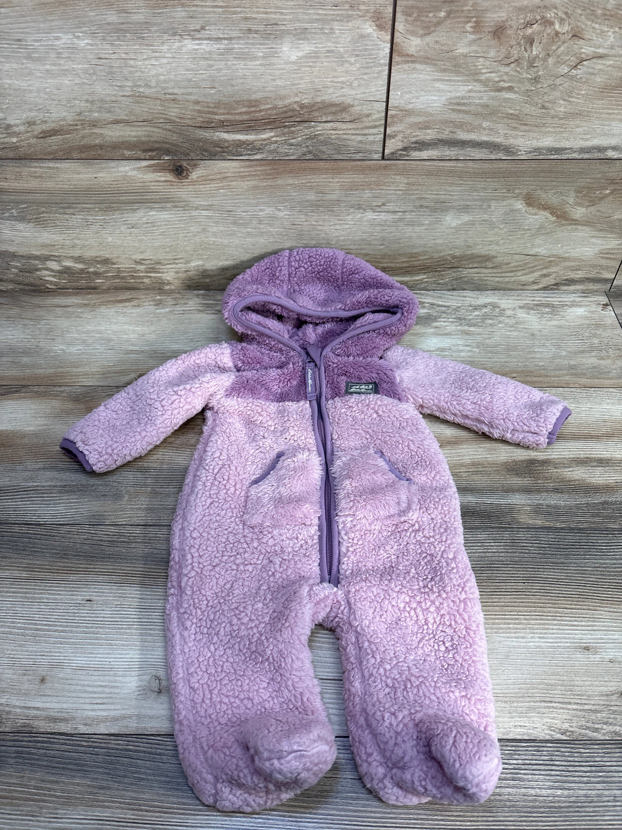 Eddie Bauer Fleece Footed Coverall w/ Hood Purple sz 0-3m