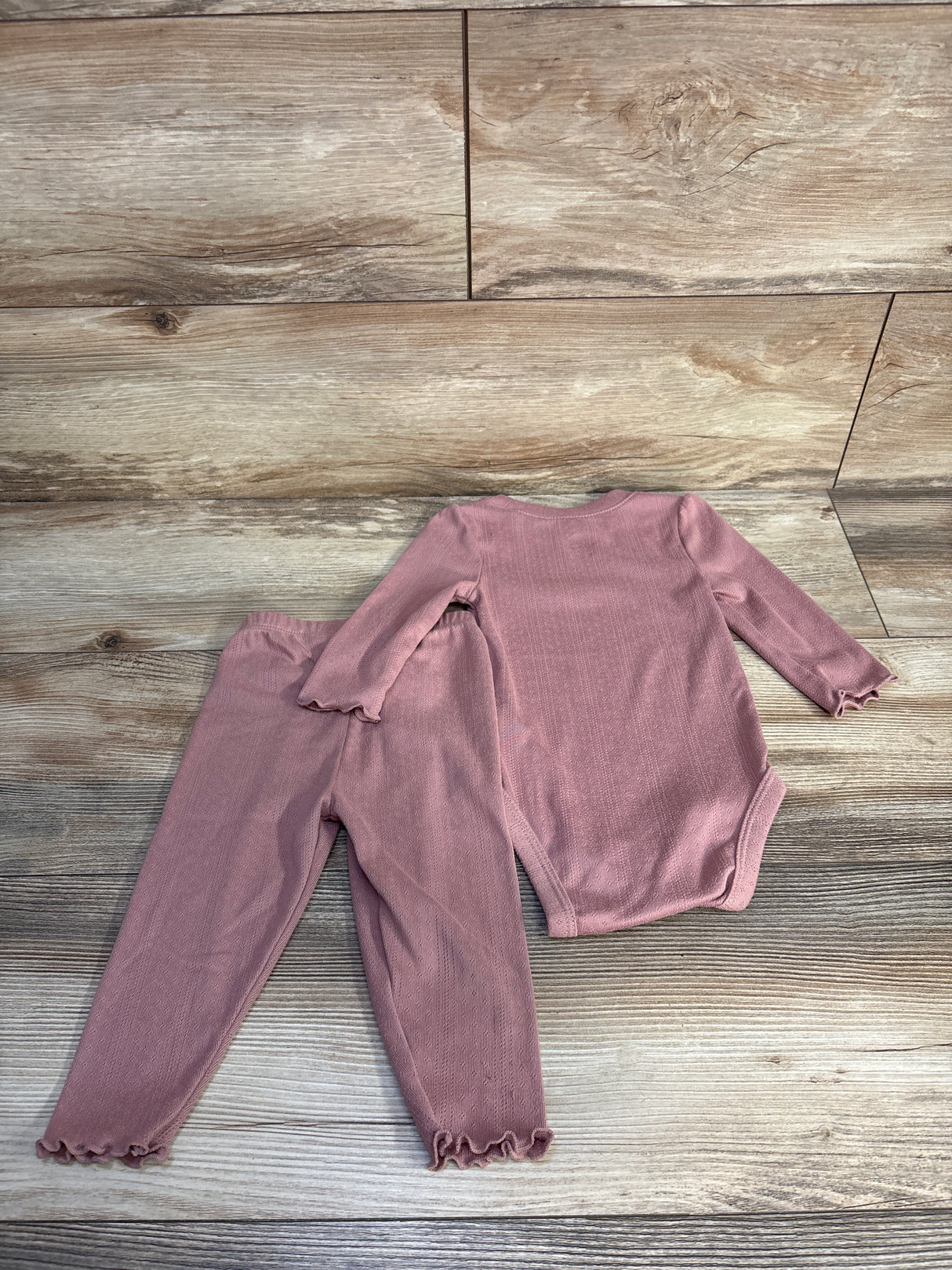 Cloud Island 2pc Pointelle Bodysuit & Pants Set Pink sz 6-9m