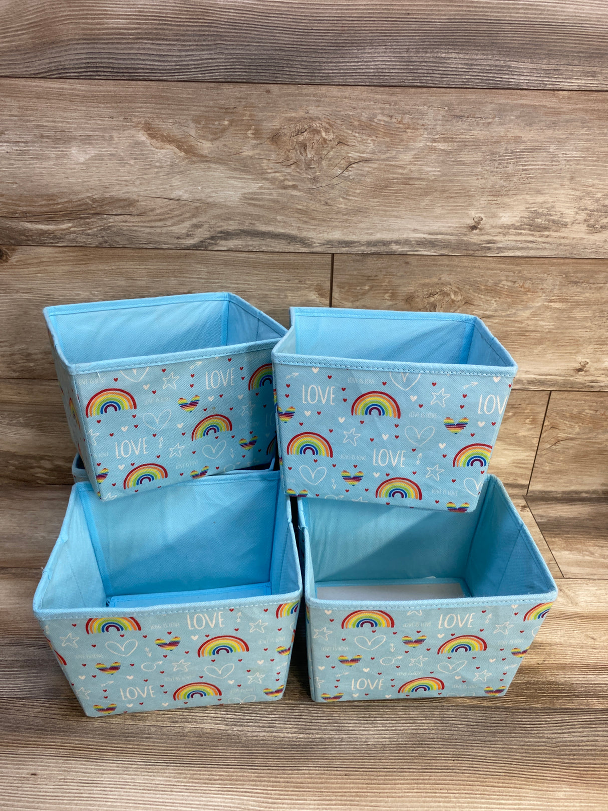 6pk Love is Love Foldable Mini Storage Bins, Blue