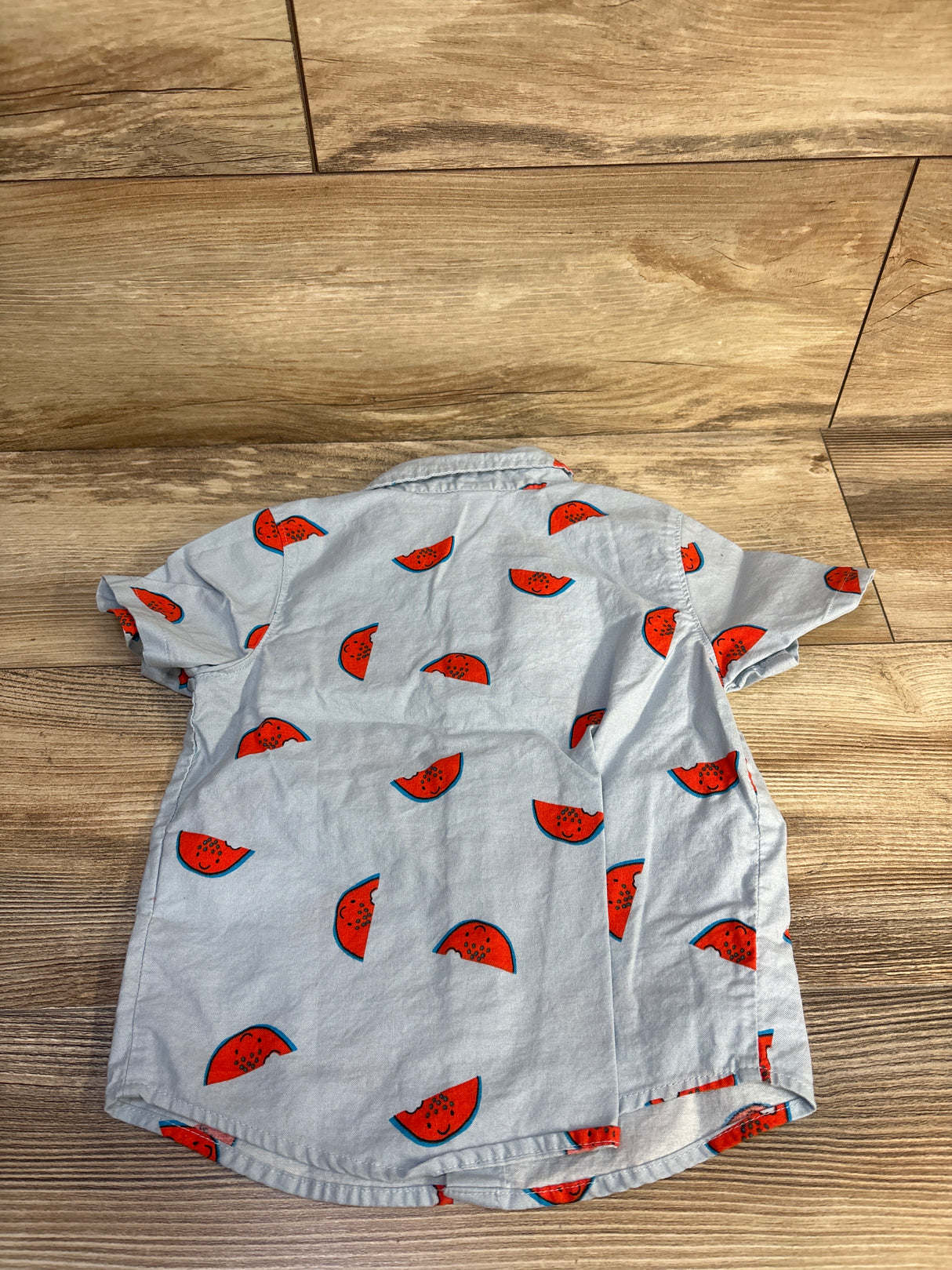 Old Navy Watermelon Print Button-Up Oxford Shirt Blue sz 2T