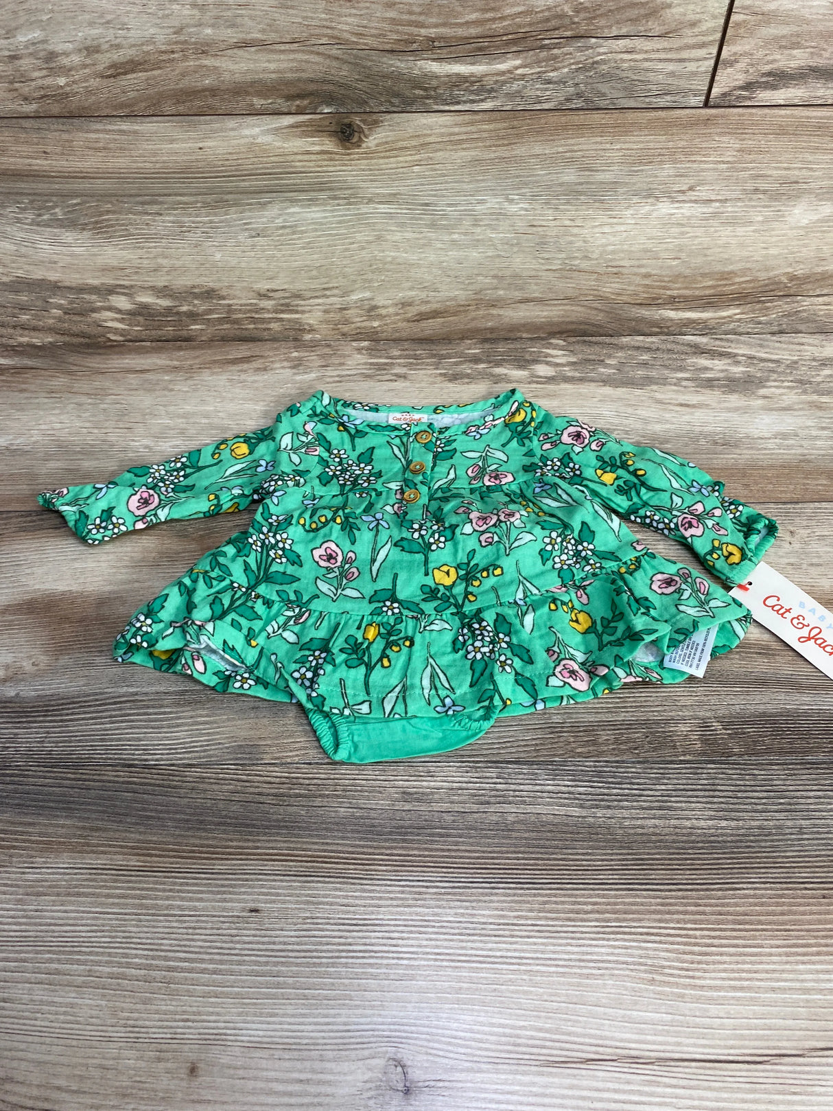 NEW Cat & Jack Floral Henley Dress & Bloomers Green sz 0-3m - Me n Mommy To Be