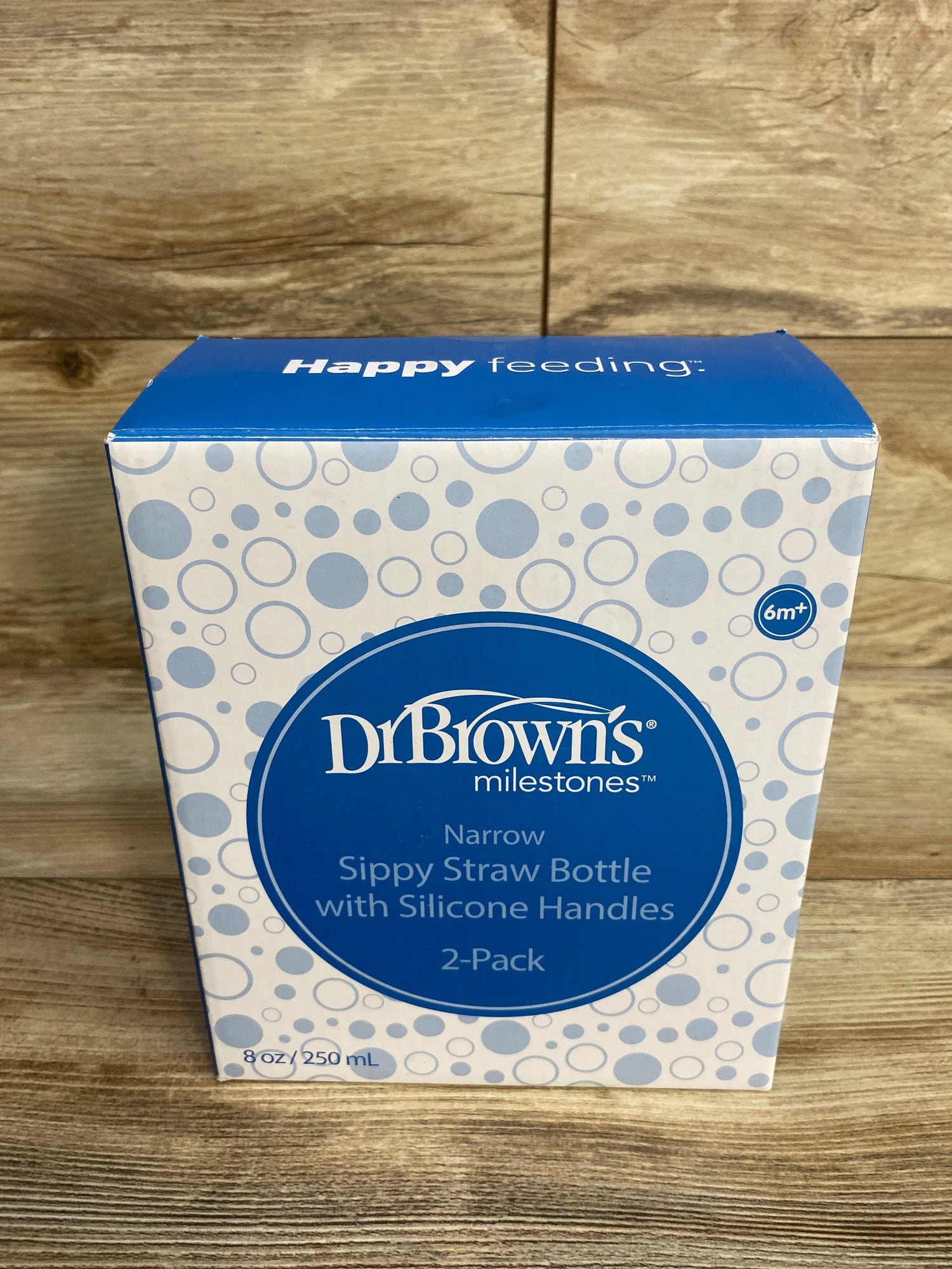 NEW Dr. Brown's Milestones Narrow Sippy Straw Bottles w/ Silicone Handles 2pk 8oz