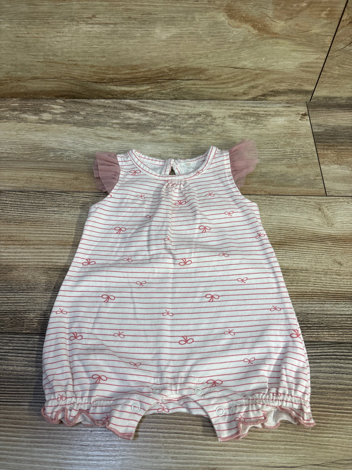 Chick Pea Striped Shortie Romper White sz 0-3m