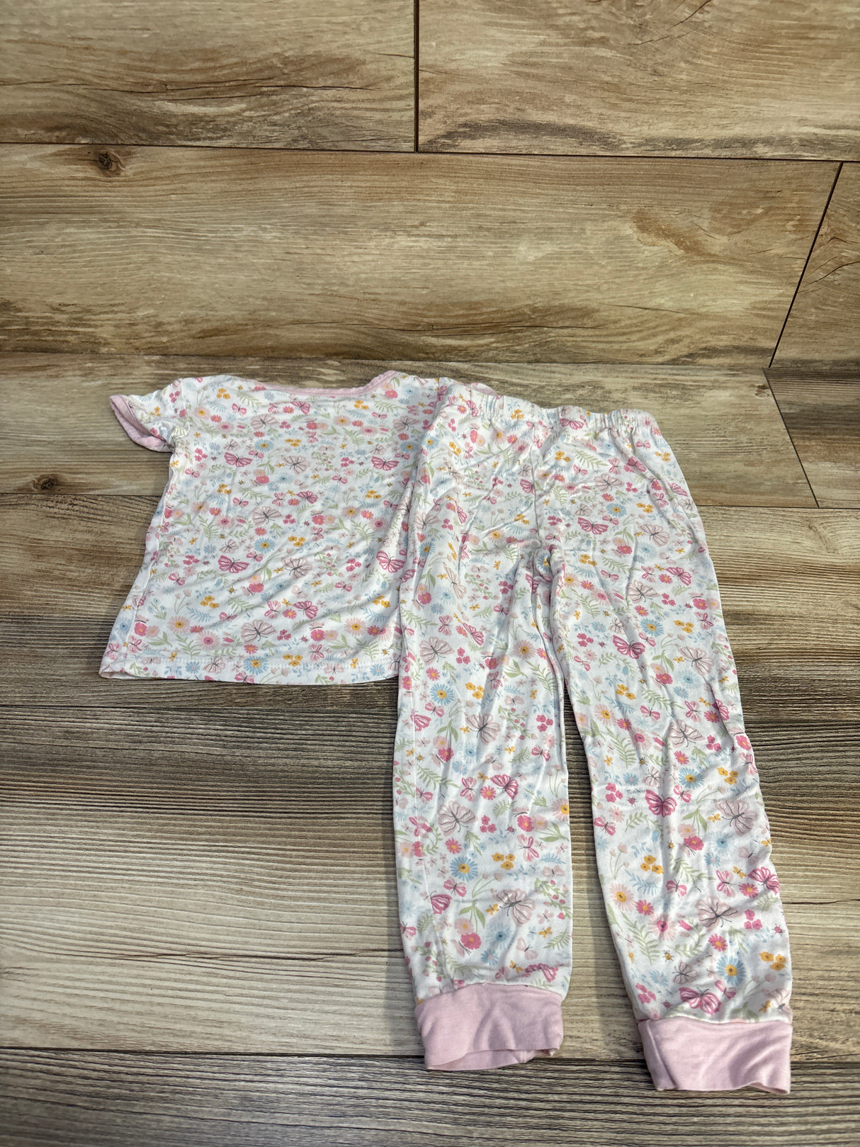 Milkberry 2pc Bamboo Floral Pajama Set White sz 2T