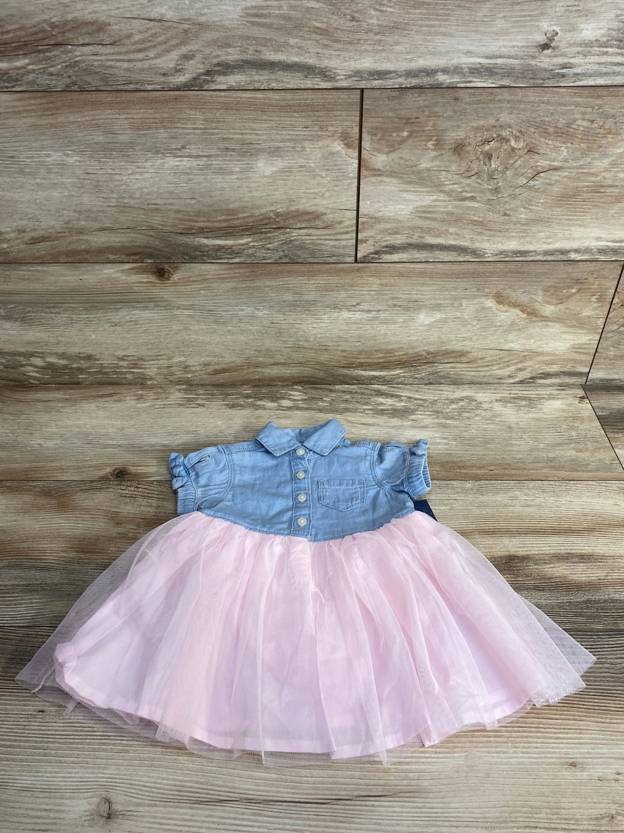 NEW OshKosh Chambray Tulle Dress Blue sz 6m