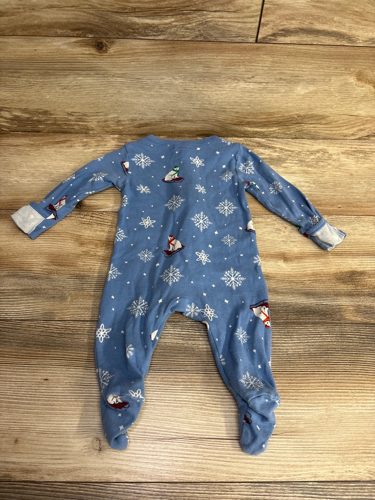 Old Navy Polar Bear Print Sleeper Light Blue sz 3-6m