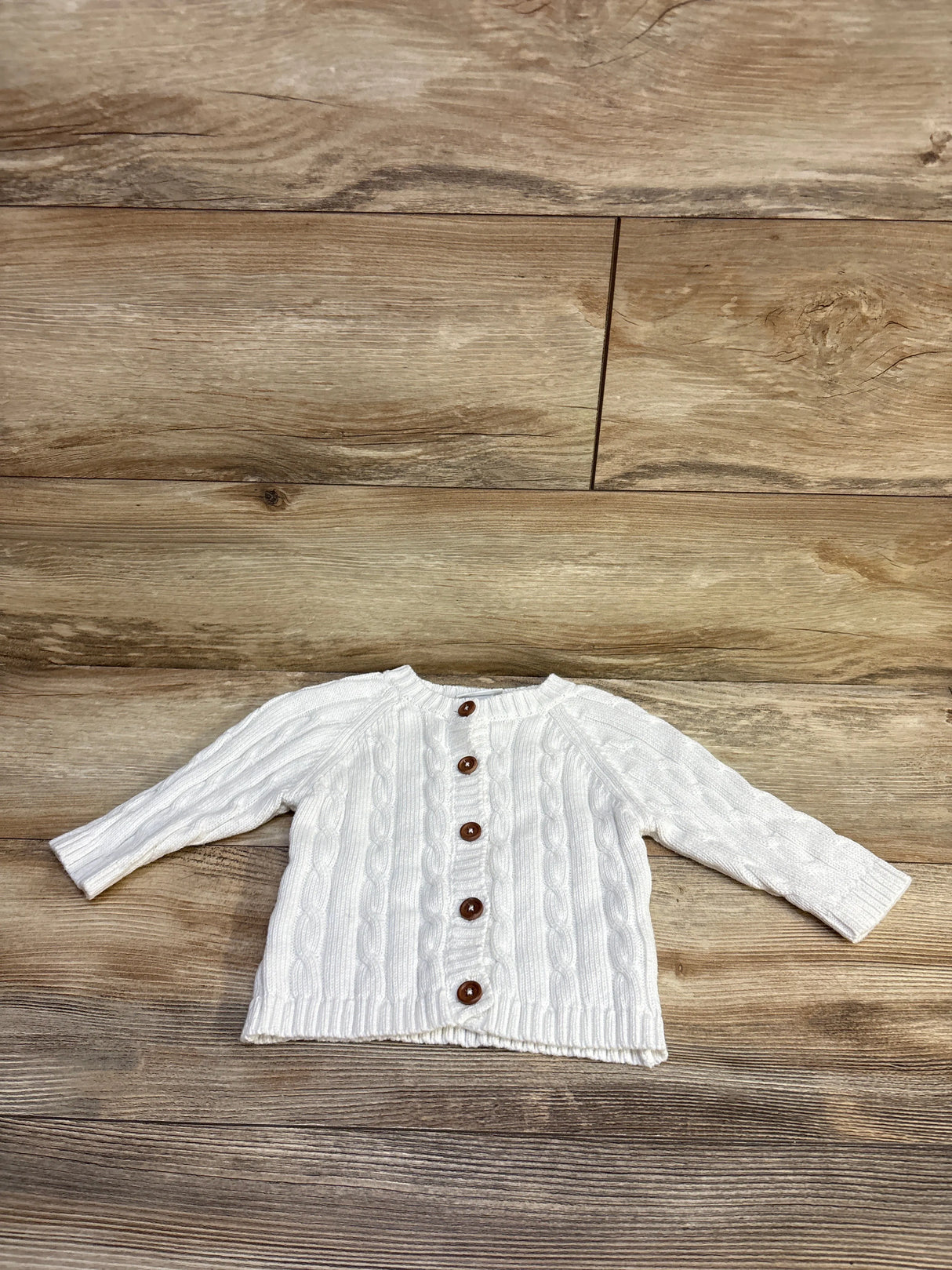 Elegant Baby Button Cable Knit Cardigan White sz 12m