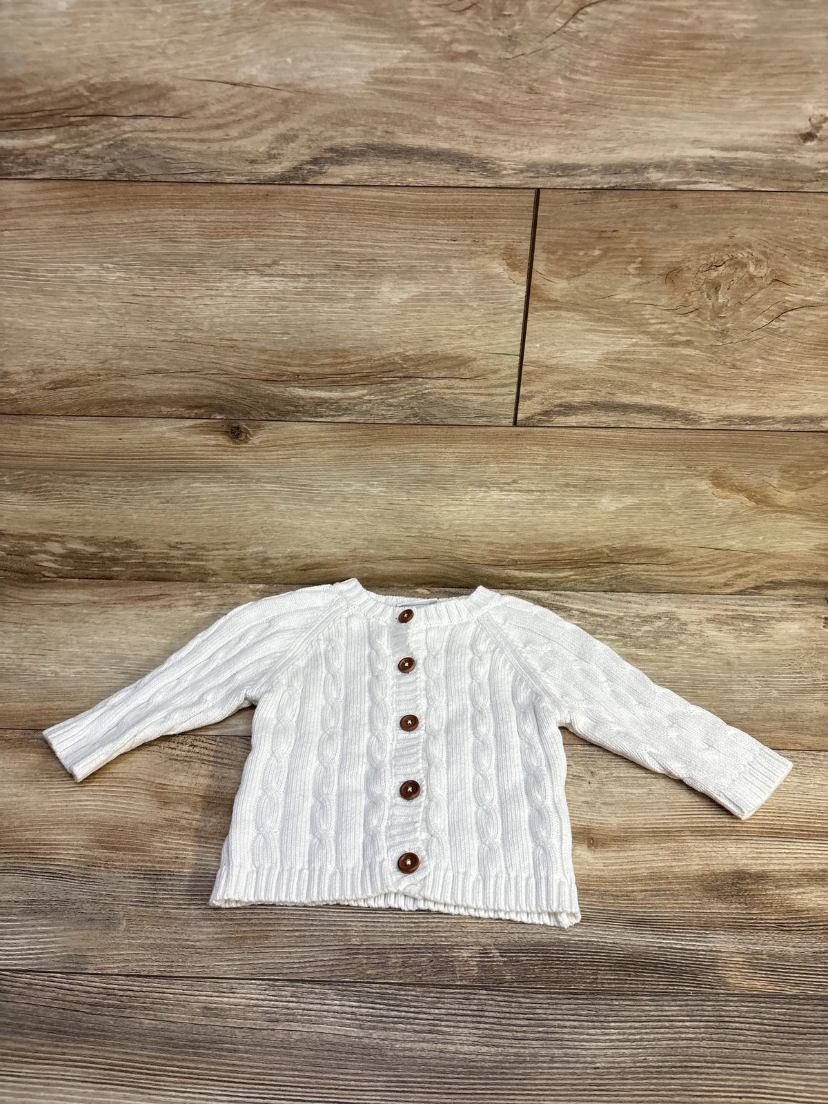 Elegant Baby Button Cable Knit Cardigan White sz 12m