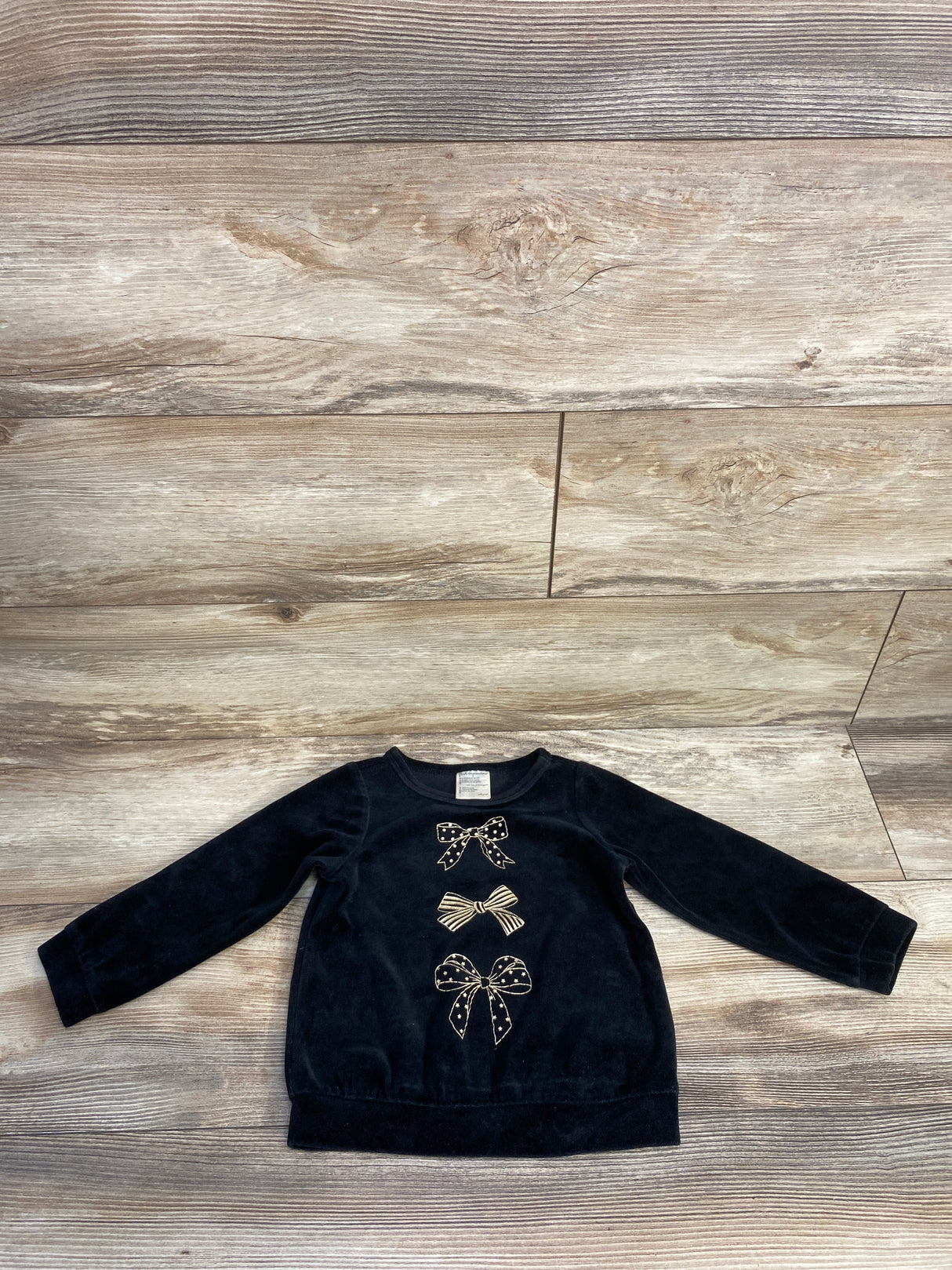 First Impressions Velvet Bow Print Top Black sz 24m