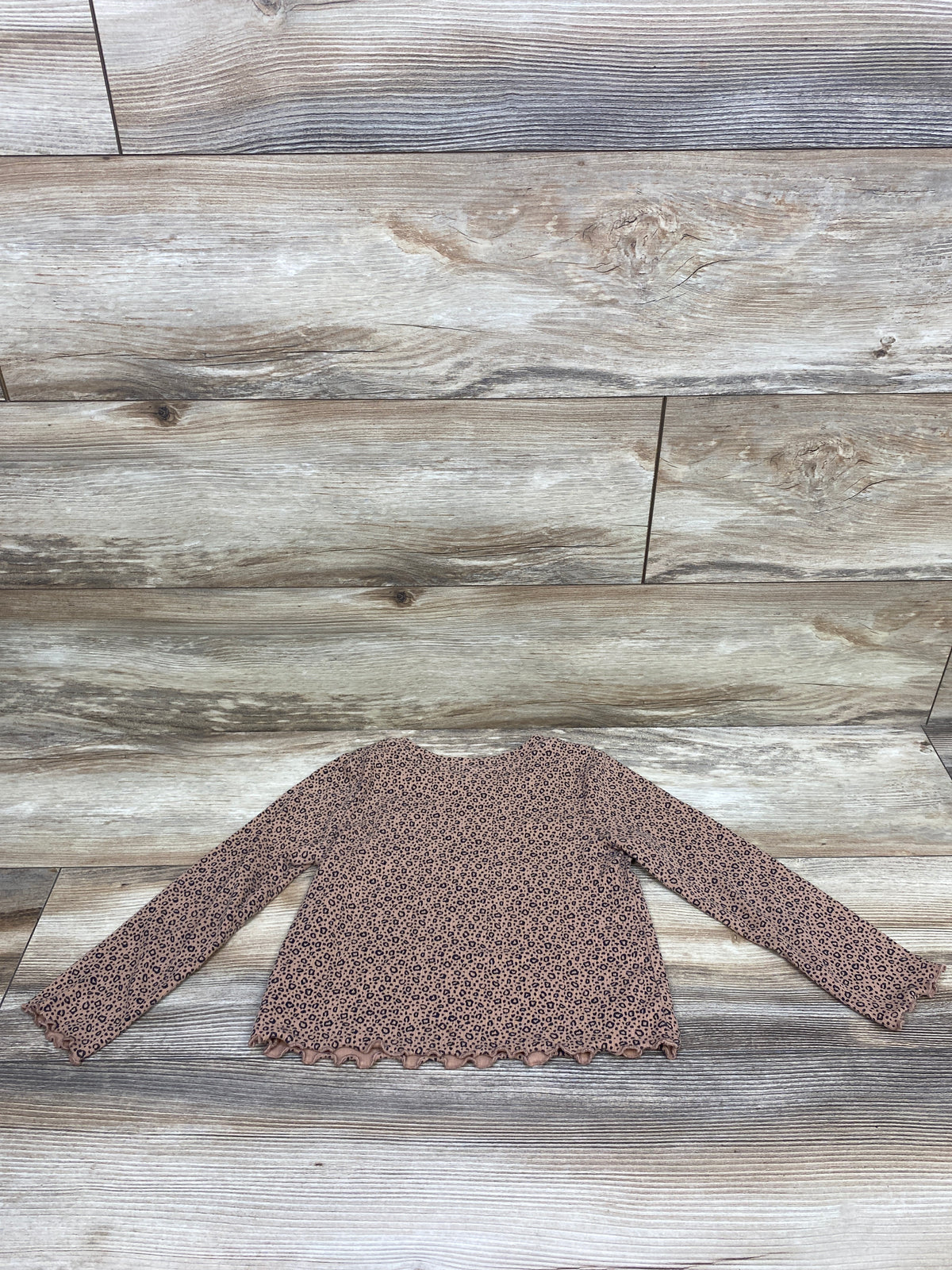 Cat & Jack Ribbed Leopard Print Long Sleeve Shirt Brown sz 4T